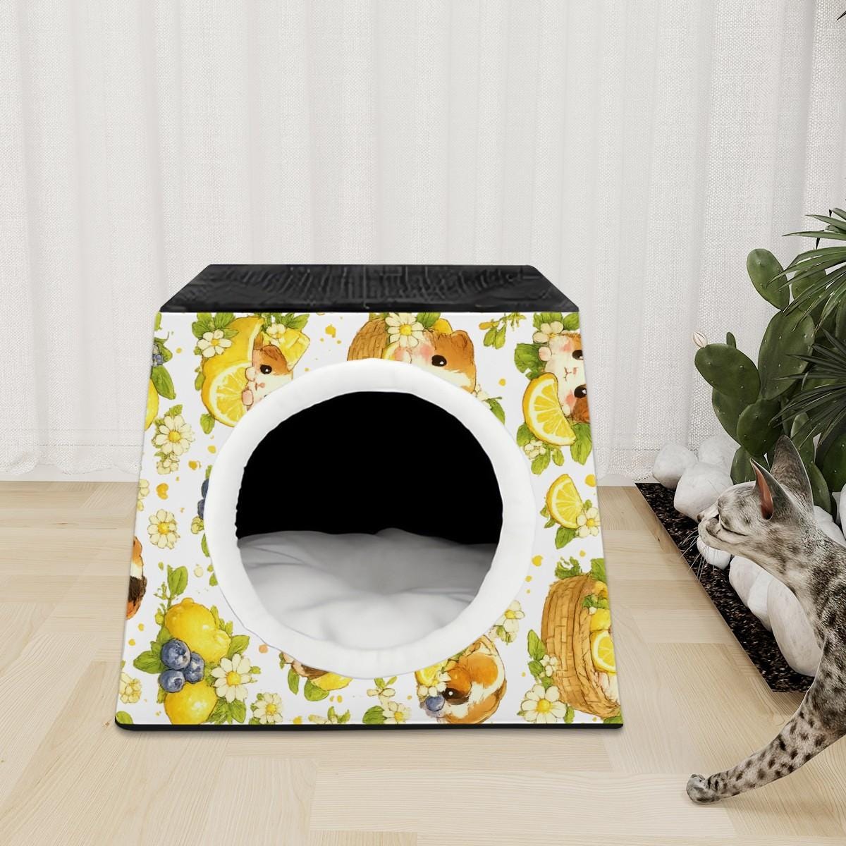 Guinea Pig Lemon Blueberry Space Capsule Pet Bed, Cozy Hideout Cage Accessory