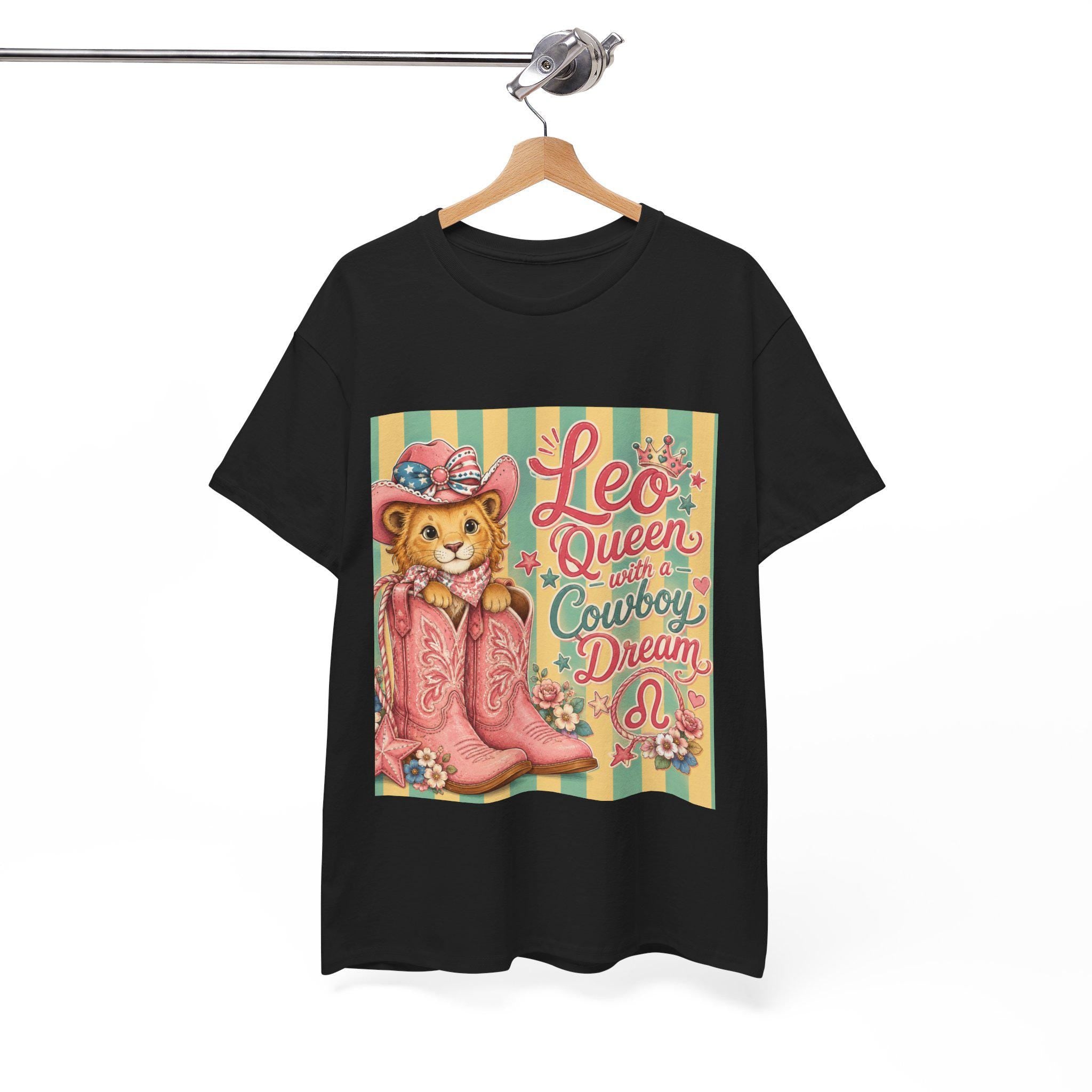 Leo Queen Cowboy Boots Graphic Tee | Vintage Western Cat Shirt, Excellent Gift!