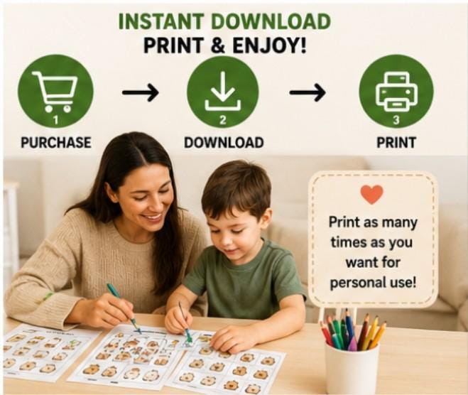 Capybara Busy Book Printable, Gift for Parents, Preschool Fine Motor Activities, Toddler Quiet Book PDF, Homeschool Learning Binder
