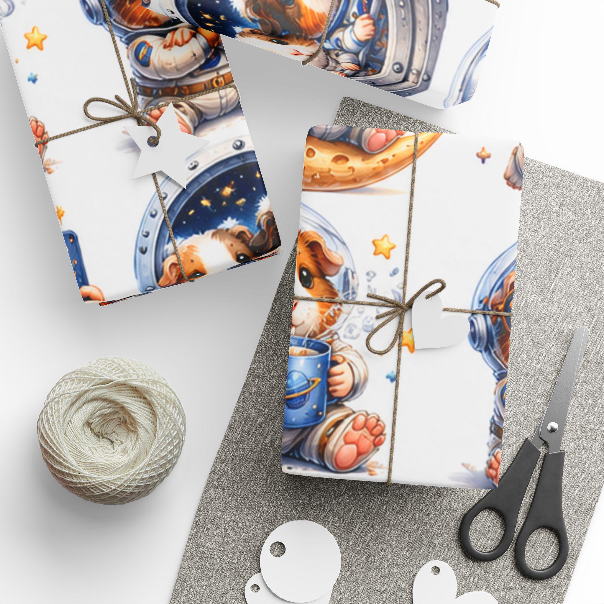 Space Guinea Pig Wrapping Paper | Astronaut Whimsical Gift Wrap, Excellent Gift!