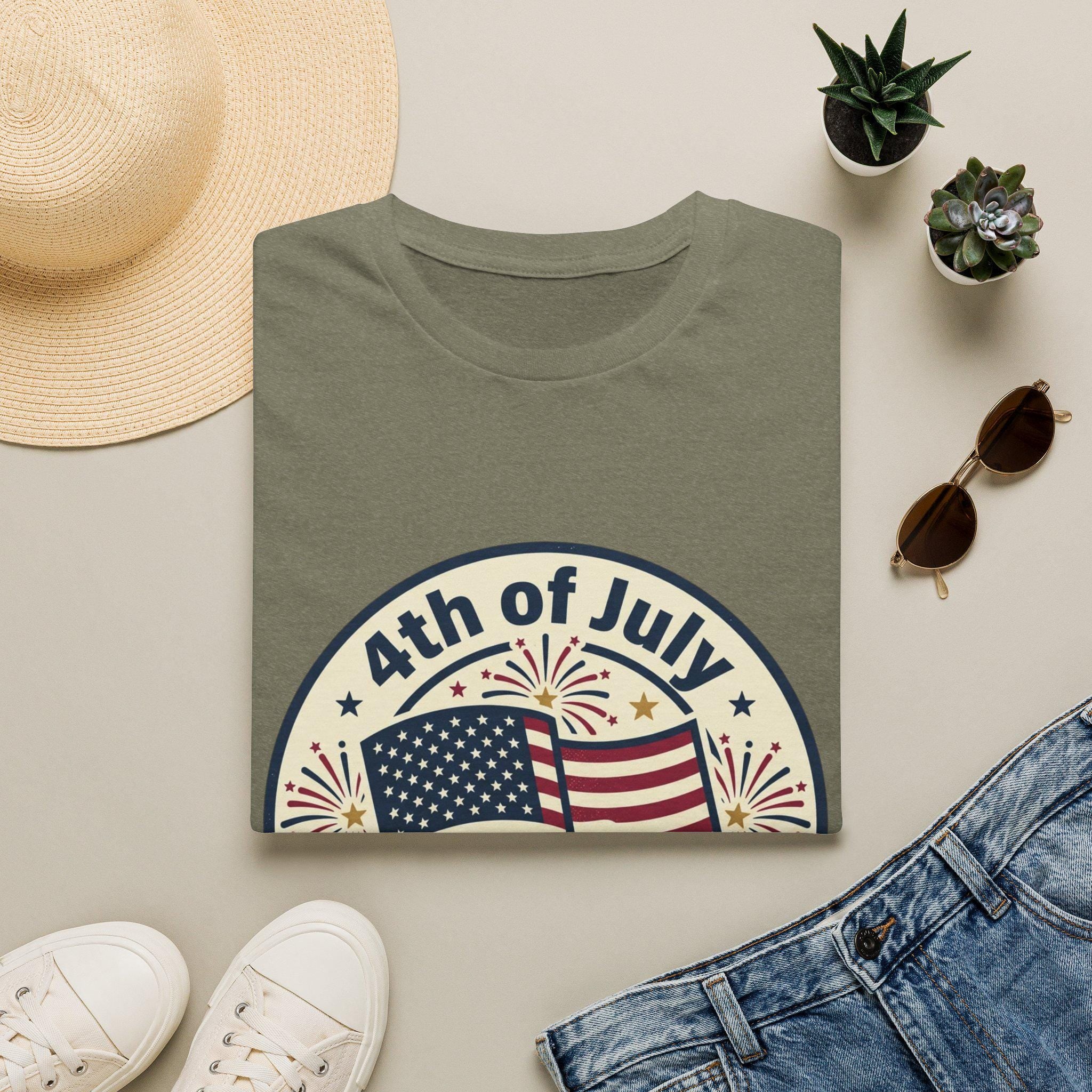 4th of July Flag Emblem T-Shirt | Celebrate Freedom, Fireworks