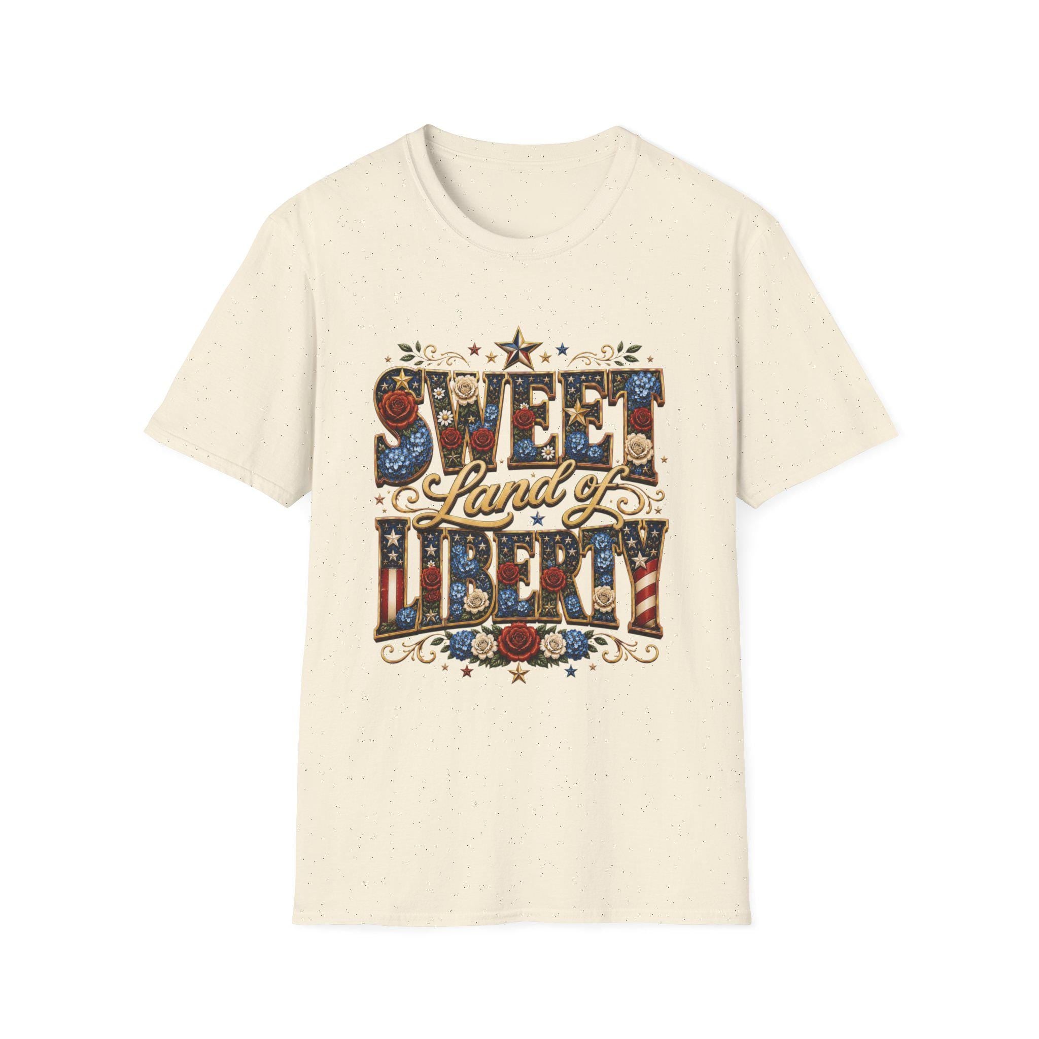 Sweet Land of Liberty T-Shirt | Americana Floral Stars, 250th Anniversary, 4th July, Excellent Gift!