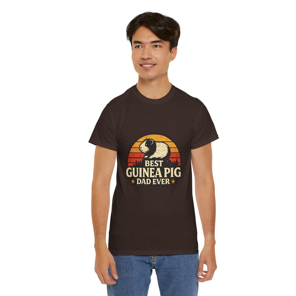 Retro Guinea Pig Dad T-Shirt | Sunset Pet Owner Tee, Excellent Gift!