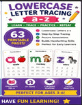 Lowercase Letter Tracing Worksheets Printable, 63 Page Alphabet Handwriting Practice a–z Preschool Workbook PDF