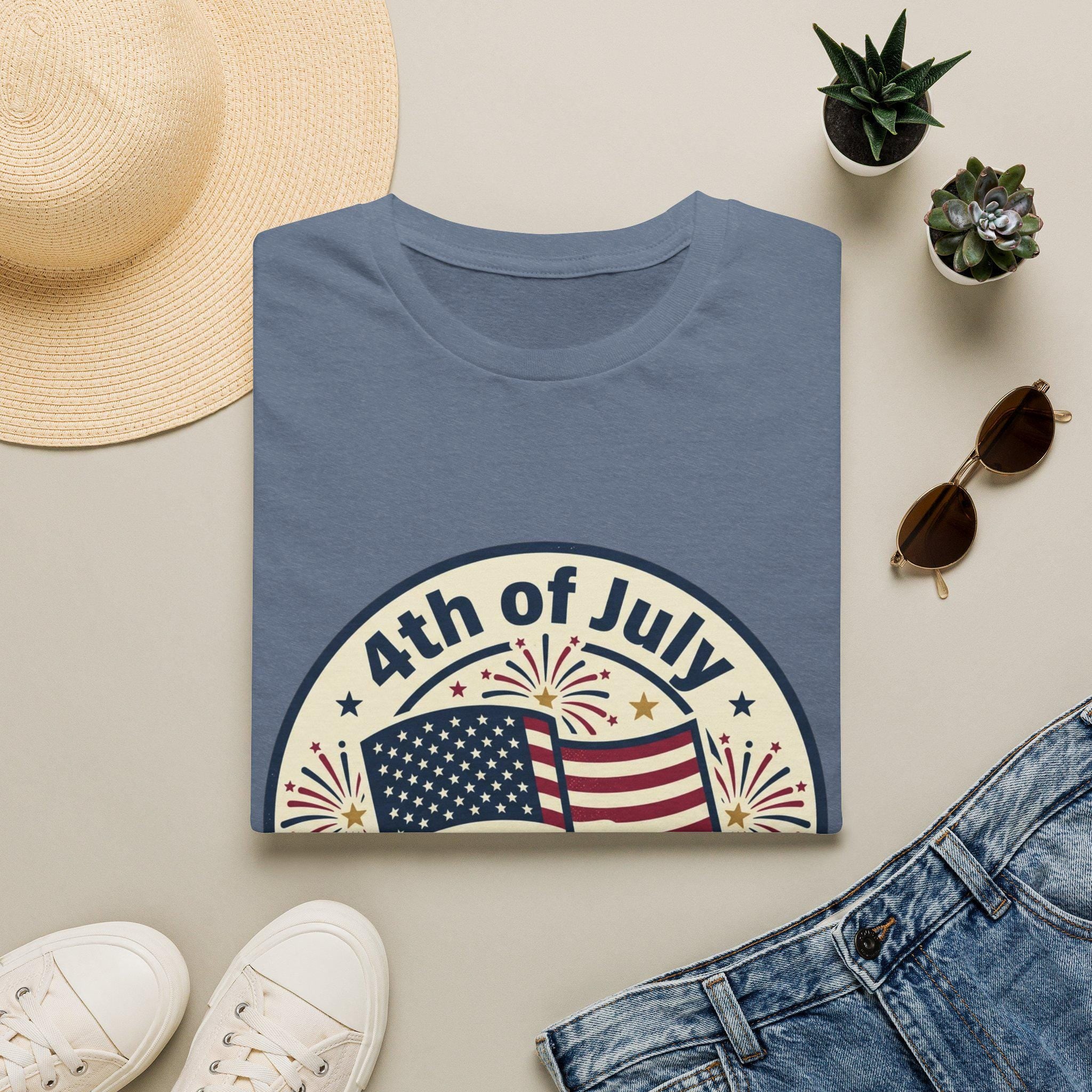 4th of July Flag Emblem T-Shirt | Celebrate Freedom, Fireworks