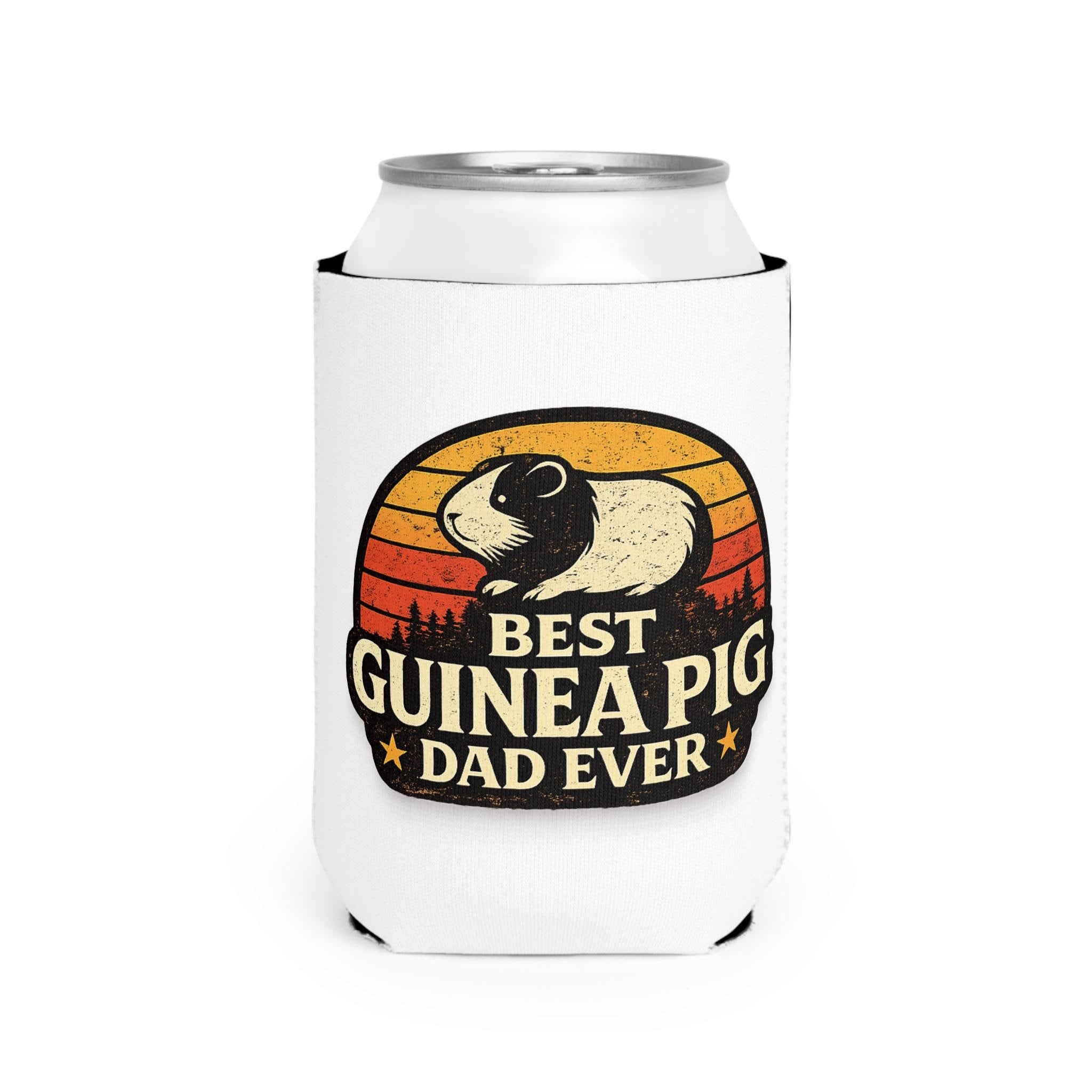 Retro Guinea Pig Dad Can Cooler Sleeve | Neoprene Drink Holder, Excellent Gift!