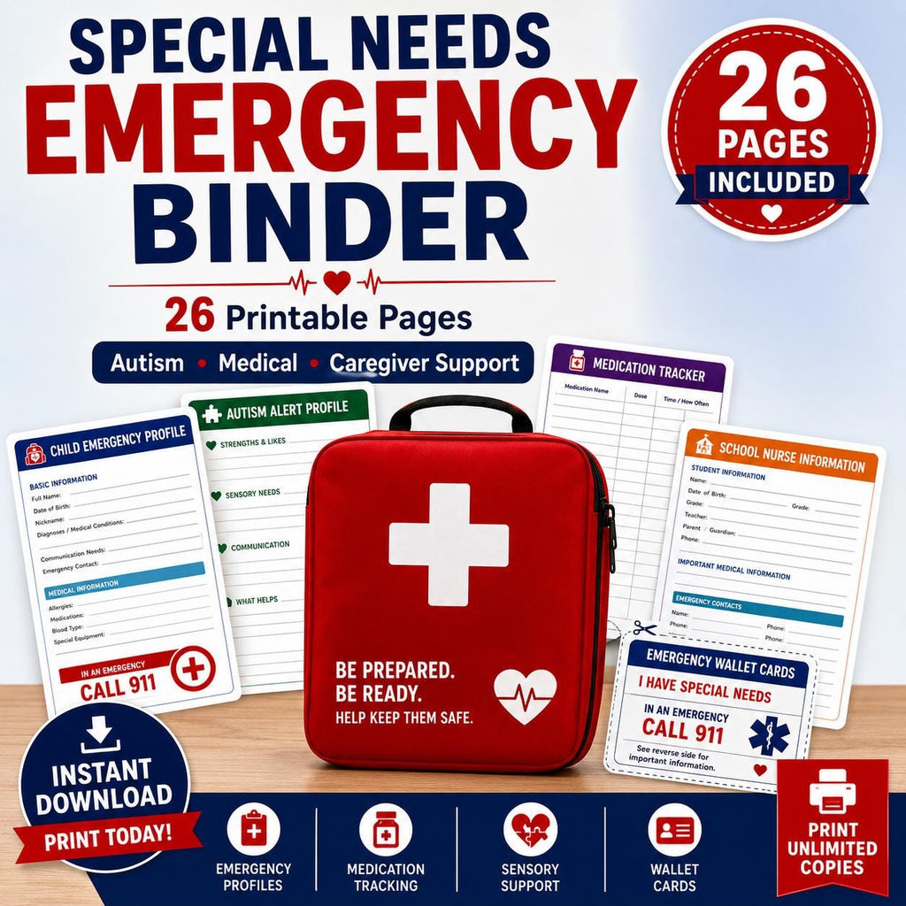 Special Needs Emergency Binder | Autism, Medical, Caregiver Support (PDF Download)