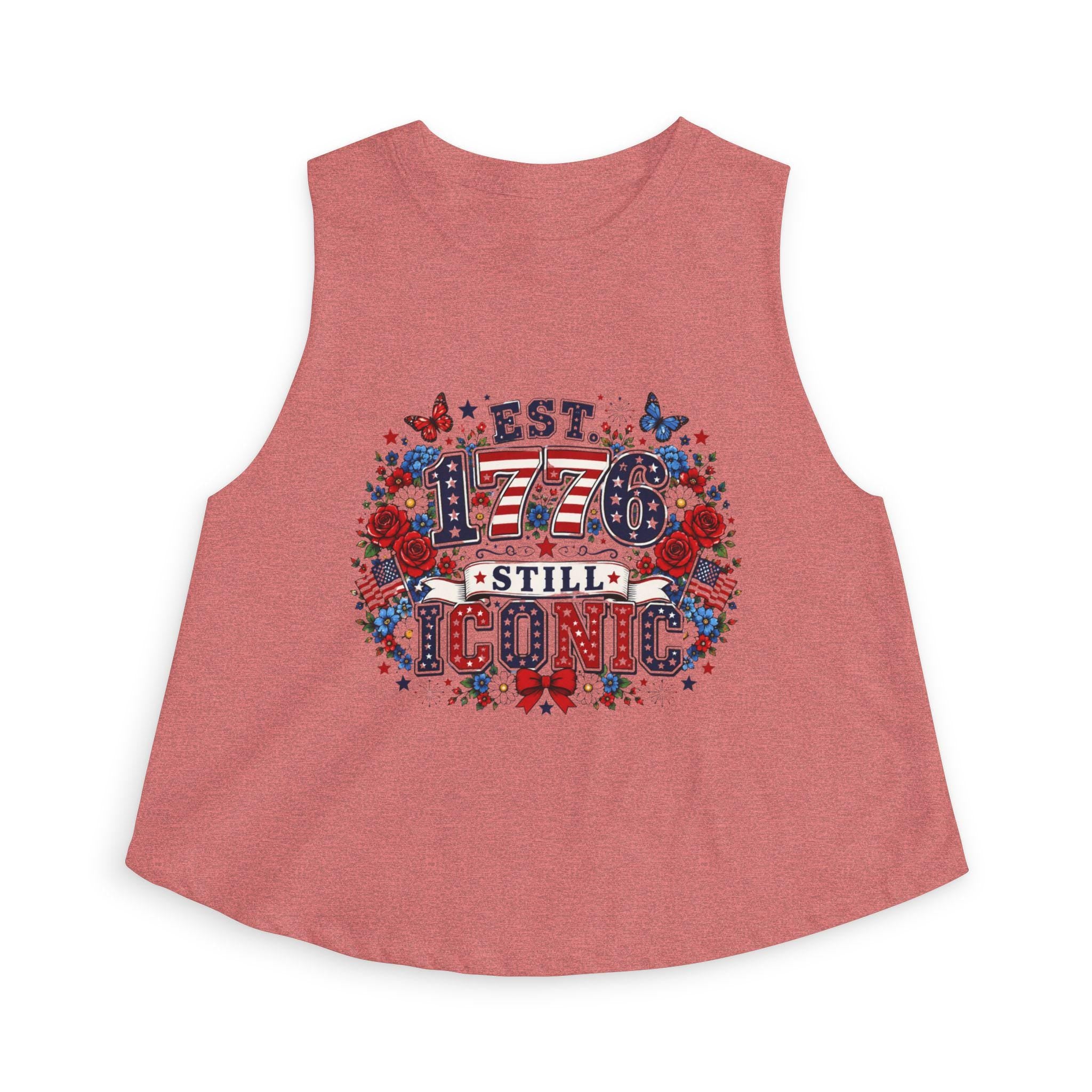 Women's Patriotic Crop Top | Est. 1776 Iconic Graphic, Americana Floral Design, Excellent Gift!