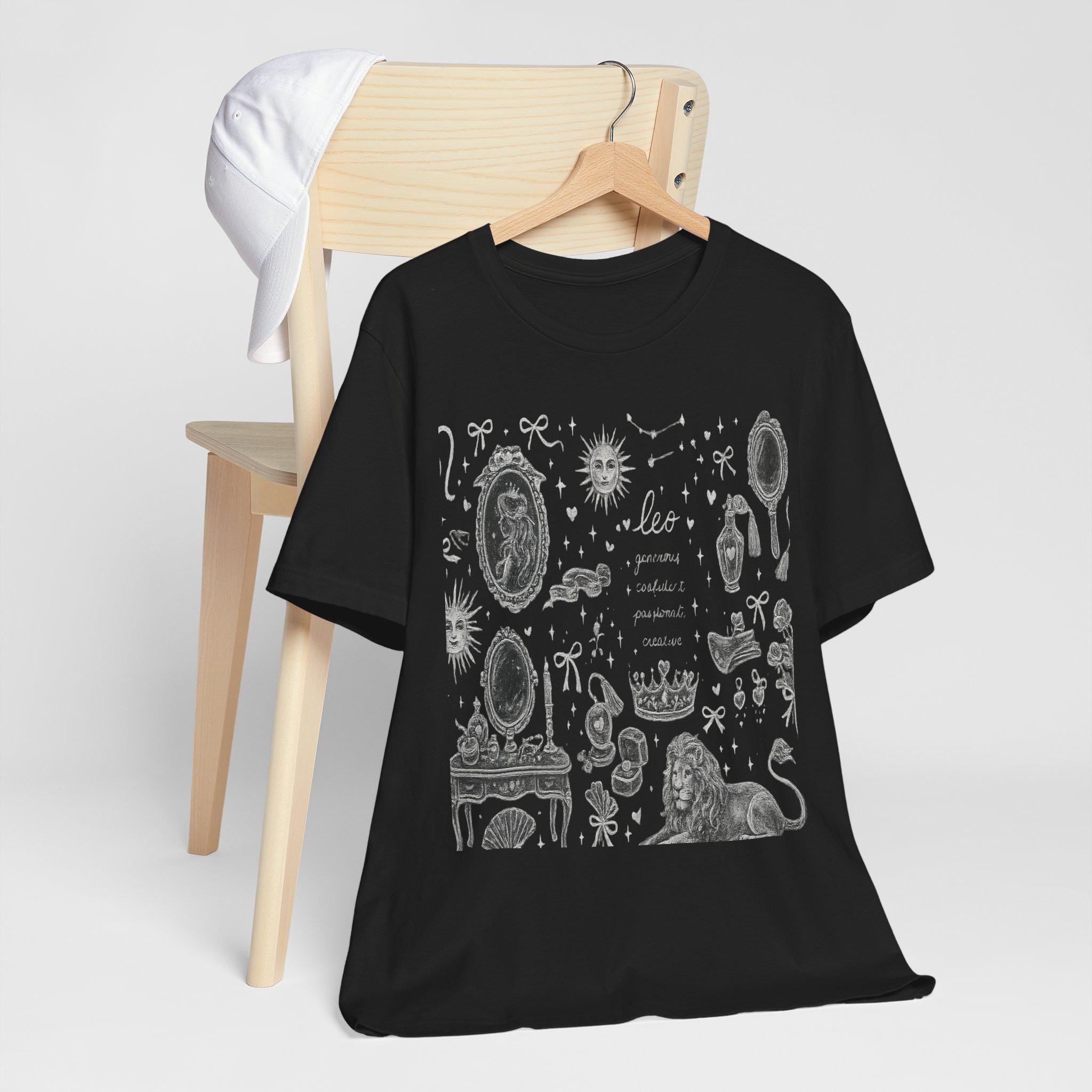 Leo Constellation Illustration T-Shirt | Zodiac Lion Astrology Print, Excellent Gift!
