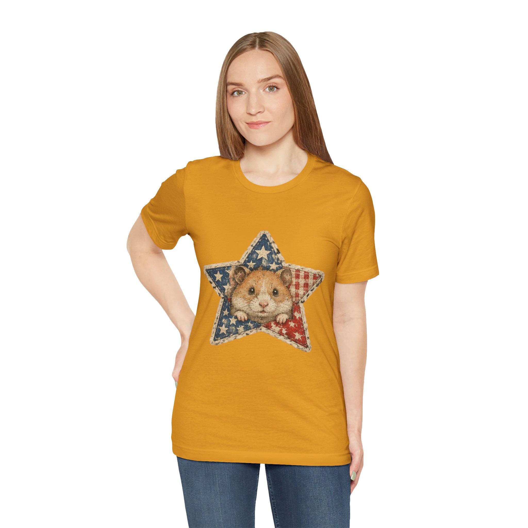 Patriotic Star Hamster T-Shirt | Americana Flag Star Tee, Excellent Gift!