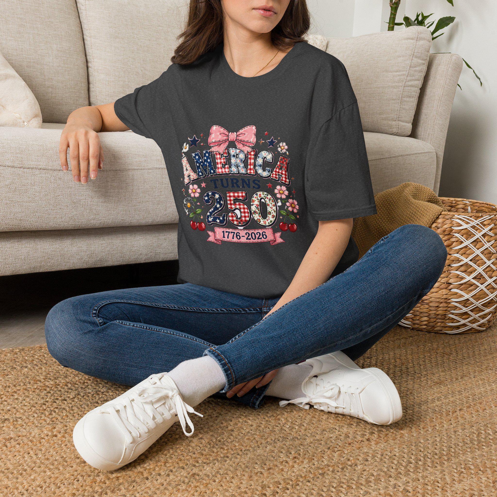 America Turns 250 T-Shirt | Vintage Americana Patriotic Bow Tee, Excellent Gift!