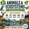 Animals and Ecosystems Homeschool Packet Printable, Habitat Worksheets, Elementary Science Unit Study PDF