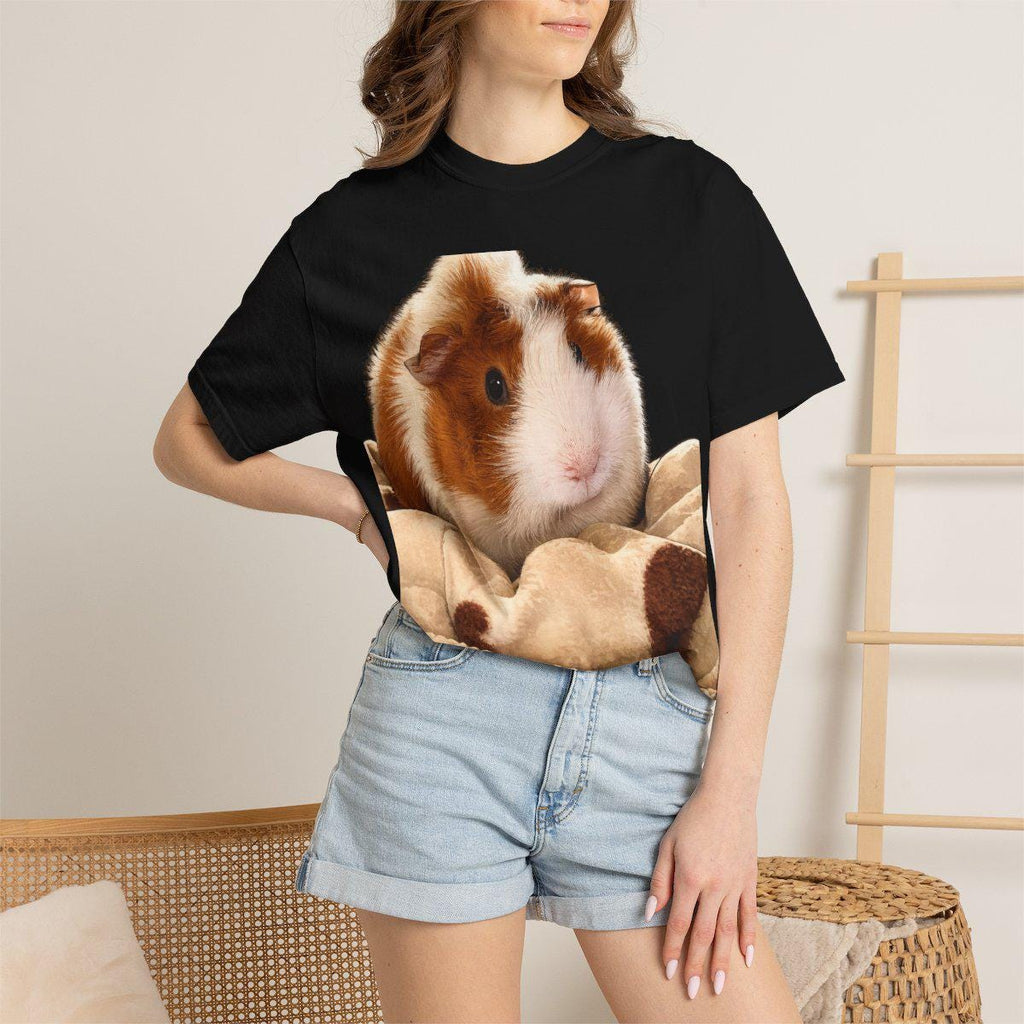 Custom Guinea Pig Memorial Shirt, Personalized Pet Portrait Tee, Upload Photo, Unisex Garment-Dyed T-shirt