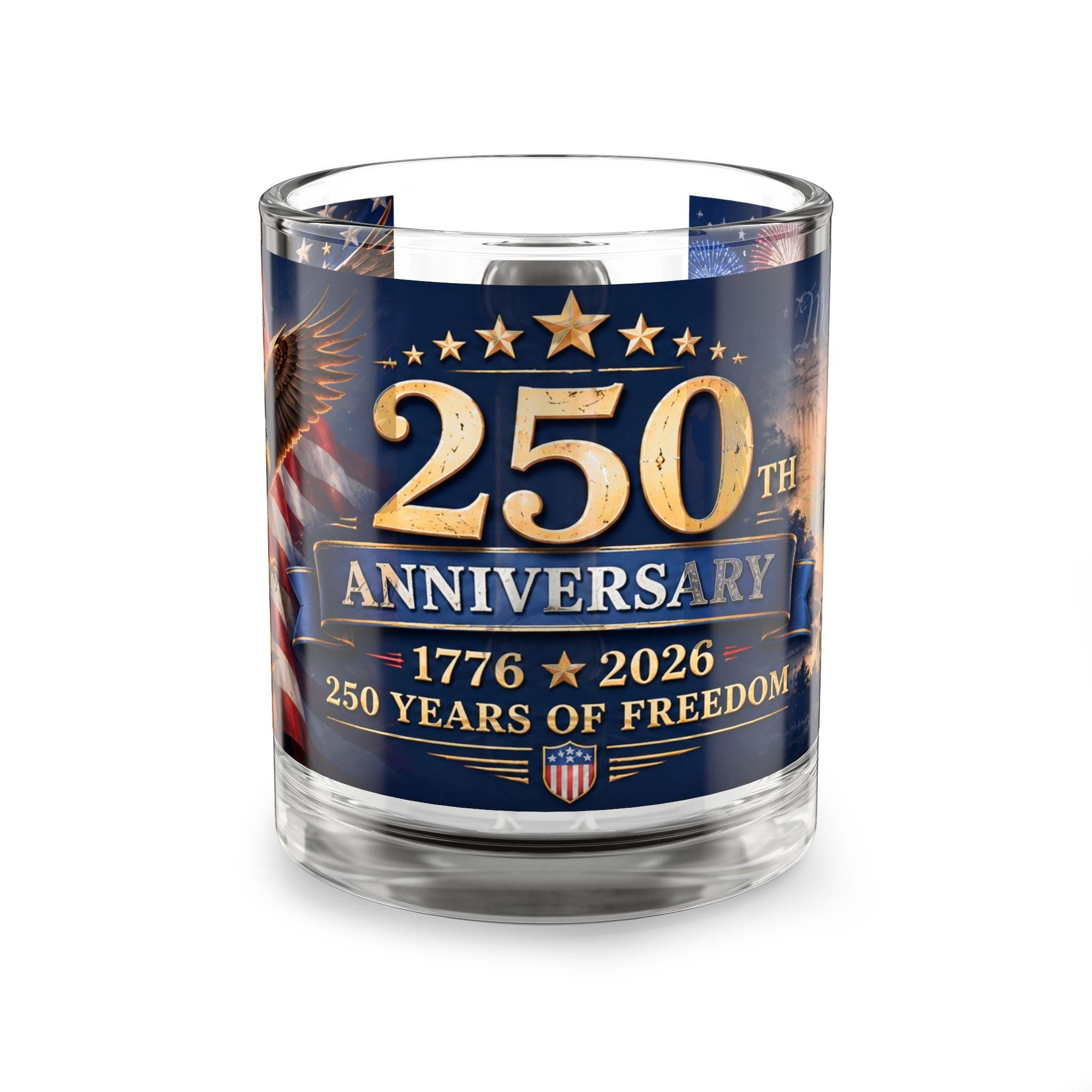 250th Anniversary 1776-2026 Glass Mug | American Flag Bald Eagle, Excellent Gift!