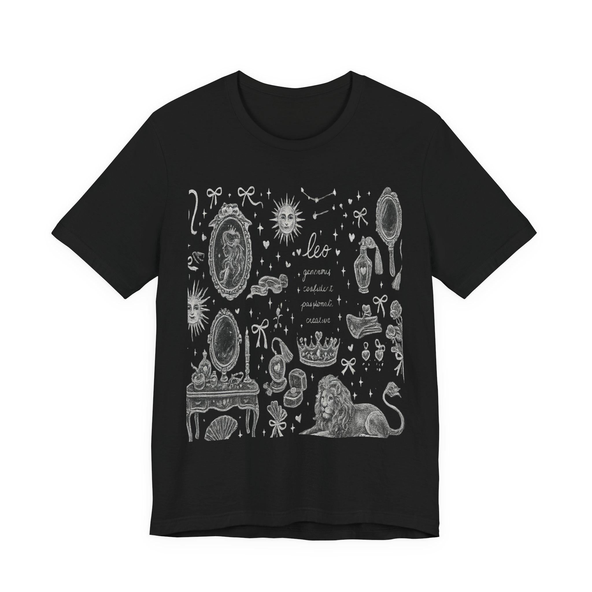 Leo Constellation Illustration T-Shirt | Zodiac Lion Astrology Print, Excellent Gift!
