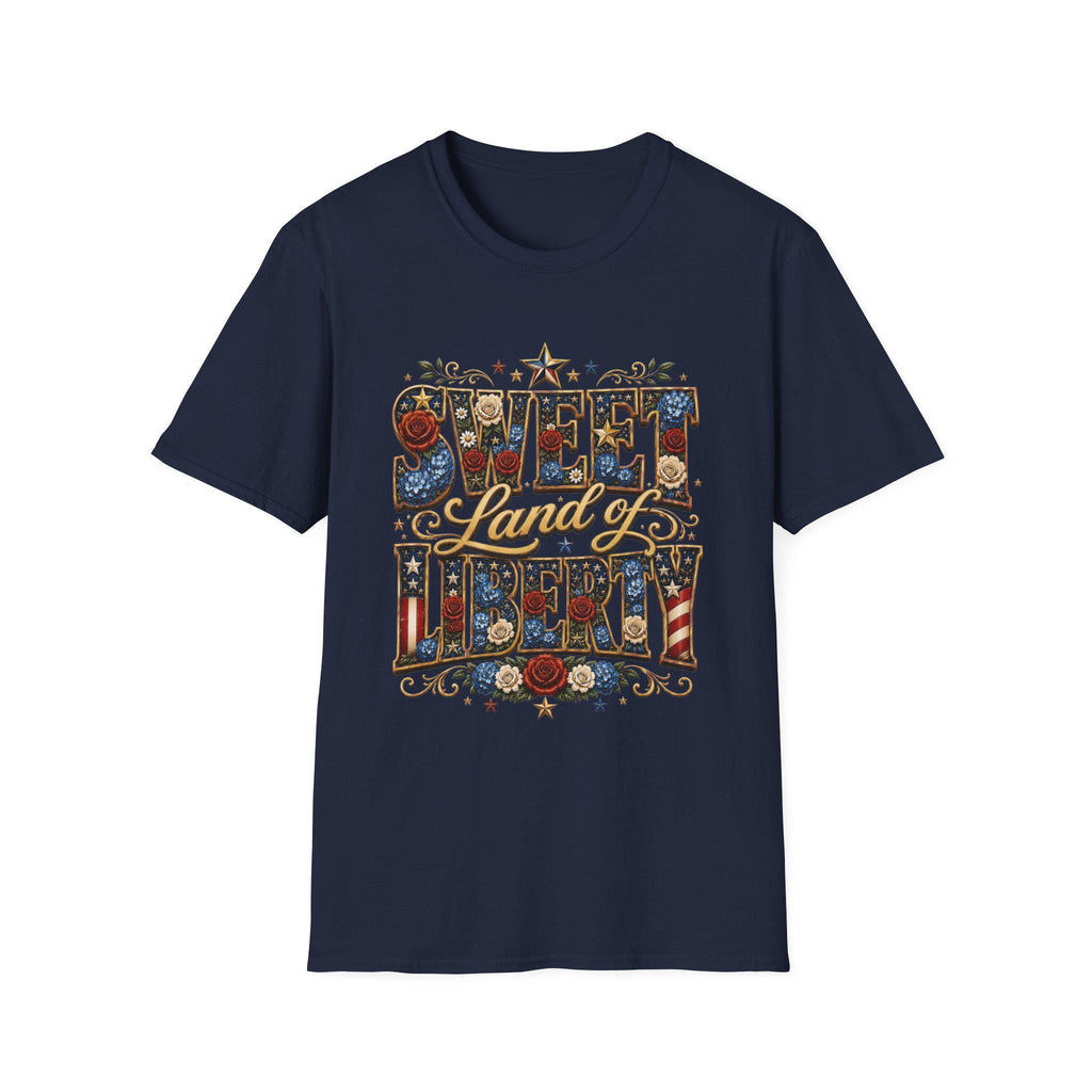 Sweet Land of Liberty T-Shirt | Americana Floral Stars, 250th Anniversary, 4th July, Excellent Gift!
