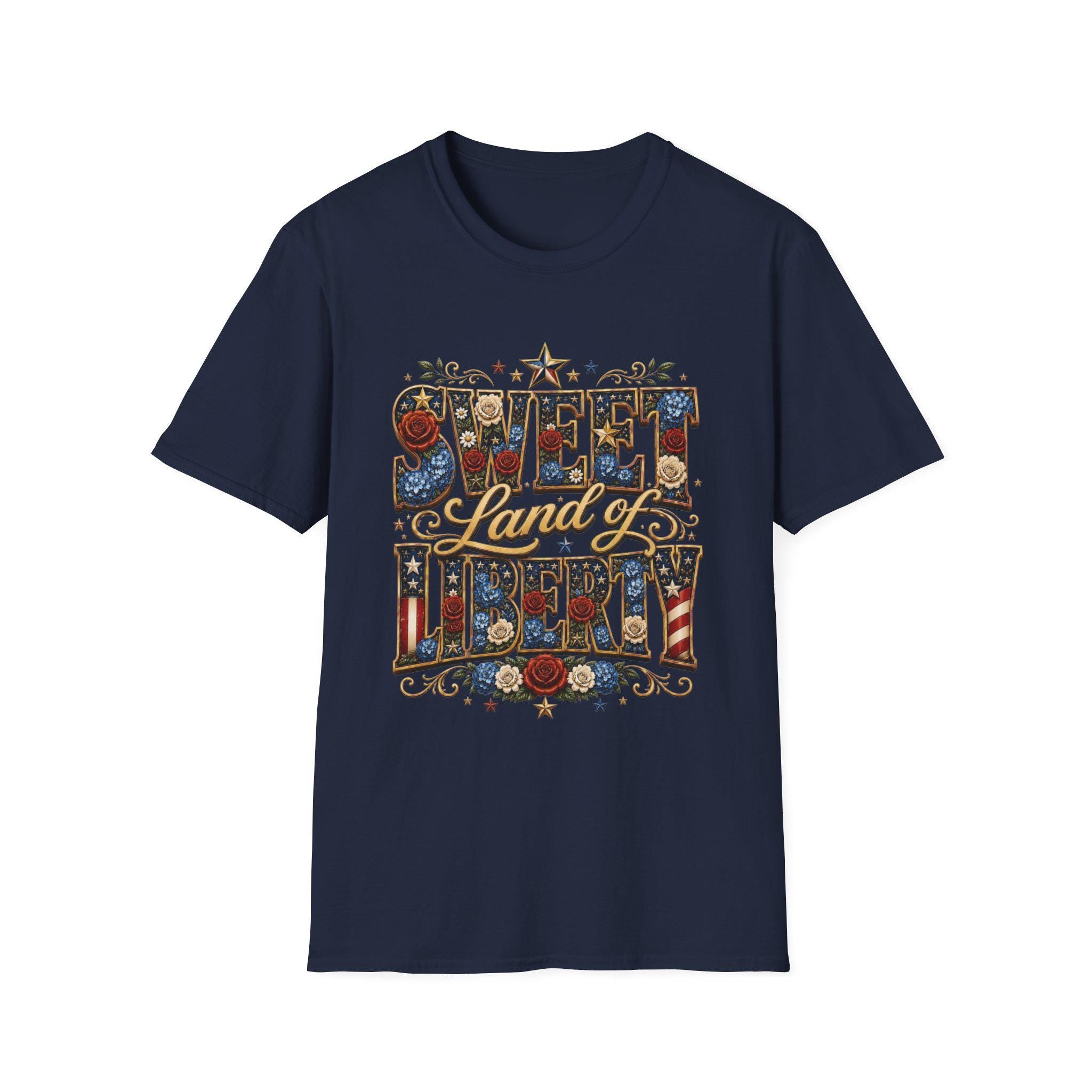 Sweet Land of Liberty T-Shirt | Americana Floral Stars, 250th Anniversary, 4th July, Excellent Gift!