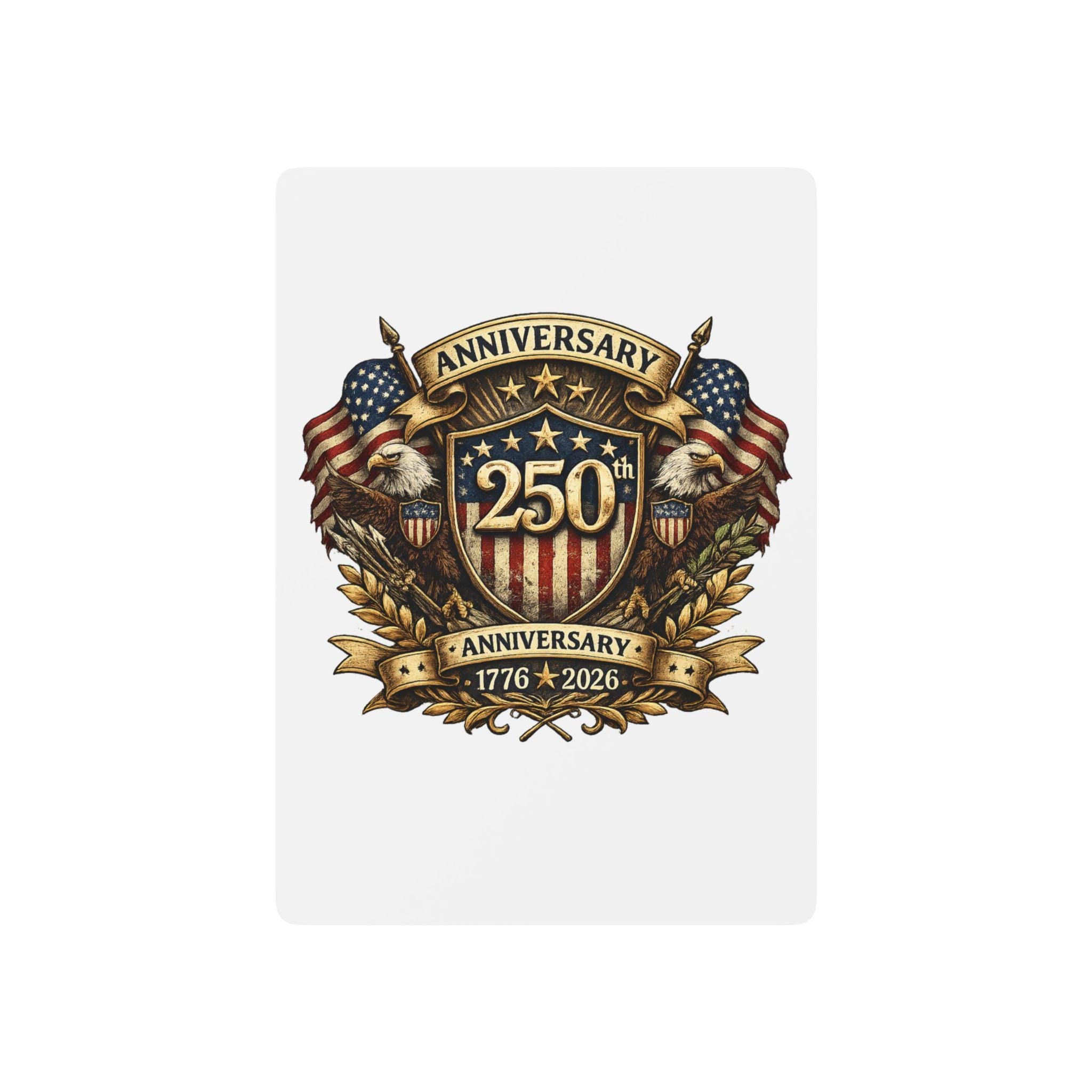 250th Anniversary Patriotic Shield Poker Playing Cards 1776 2026, Excellent Gift!