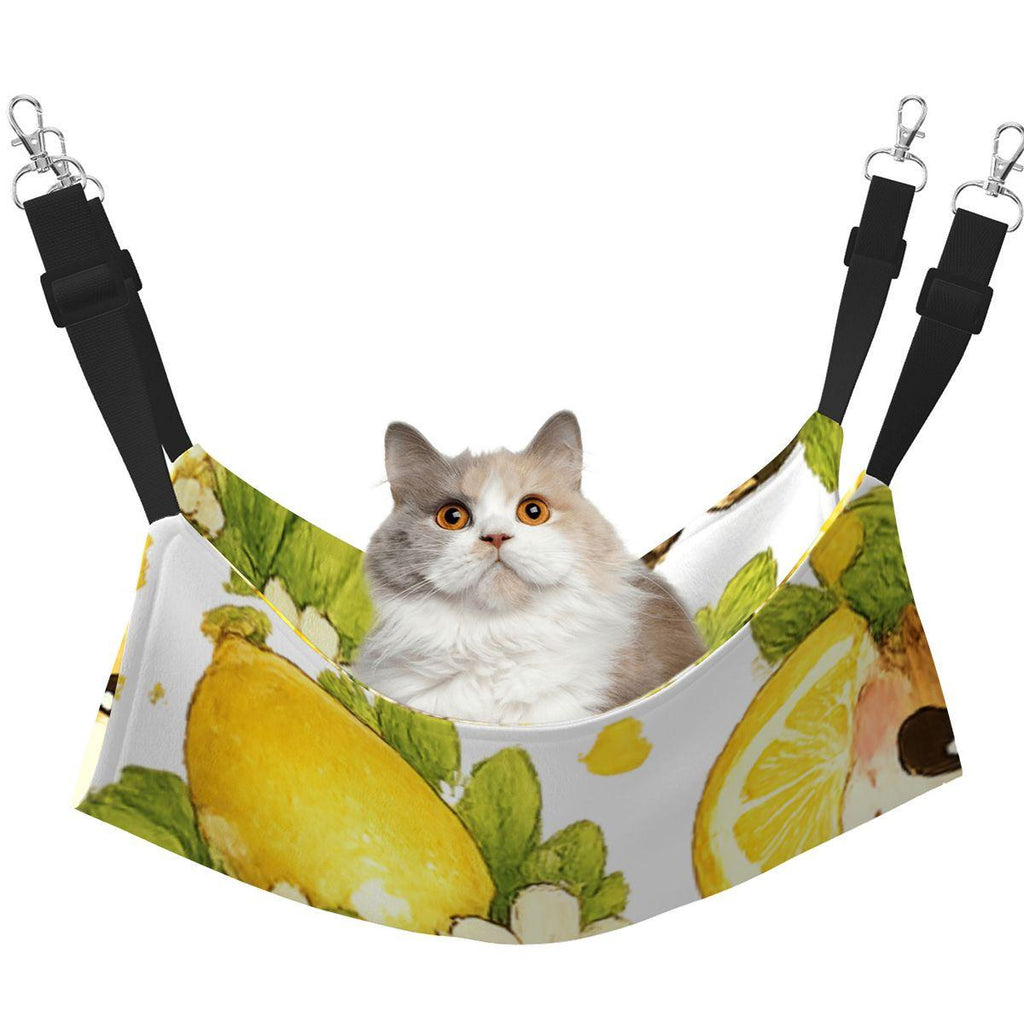 Guinea Pig Lemon Blueberry Hammock, Watercolor Fruit Print Hanging Pet Bed