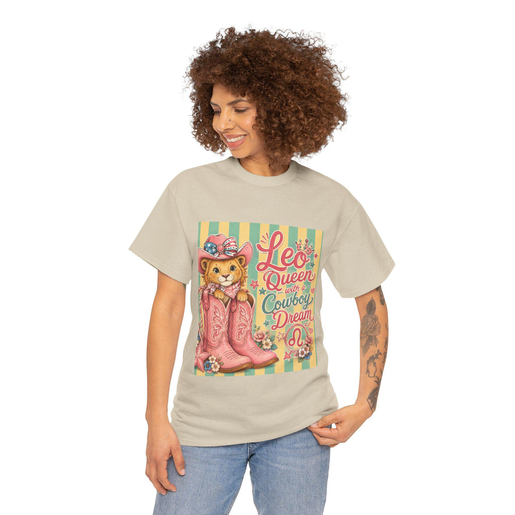 Leo Queen Cowboy Boots Graphic Tee | Vintage Western Cat Shirt, Excellent Gift!