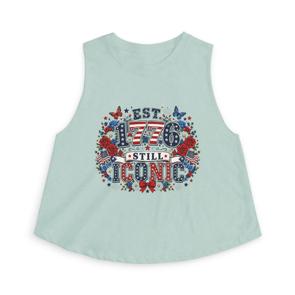 Women's Patriotic Crop Top | Est. 1776 Iconic Graphic, Americana Floral Design, Excellent Gift!
