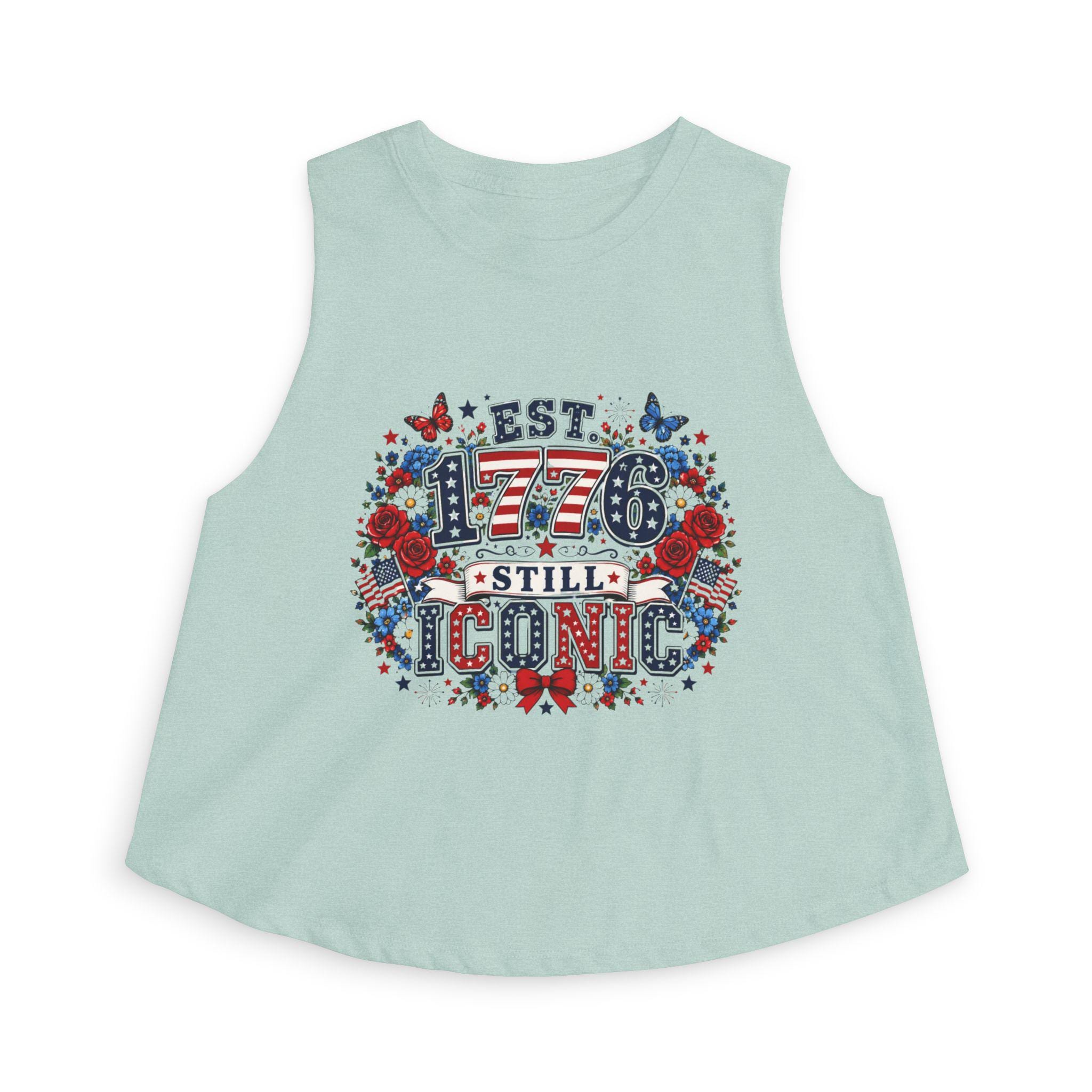 Women's Patriotic Crop Top | Est. 1776 Iconic Graphic, Americana Floral Design, Excellent Gift!