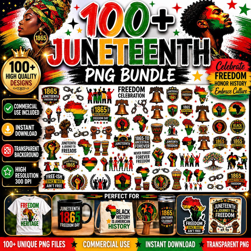 100+ Juneteenth PNG Clipart Bundle, Black History PNG, Freedom Day Graphics, Commercial Use, Sublimation Designs