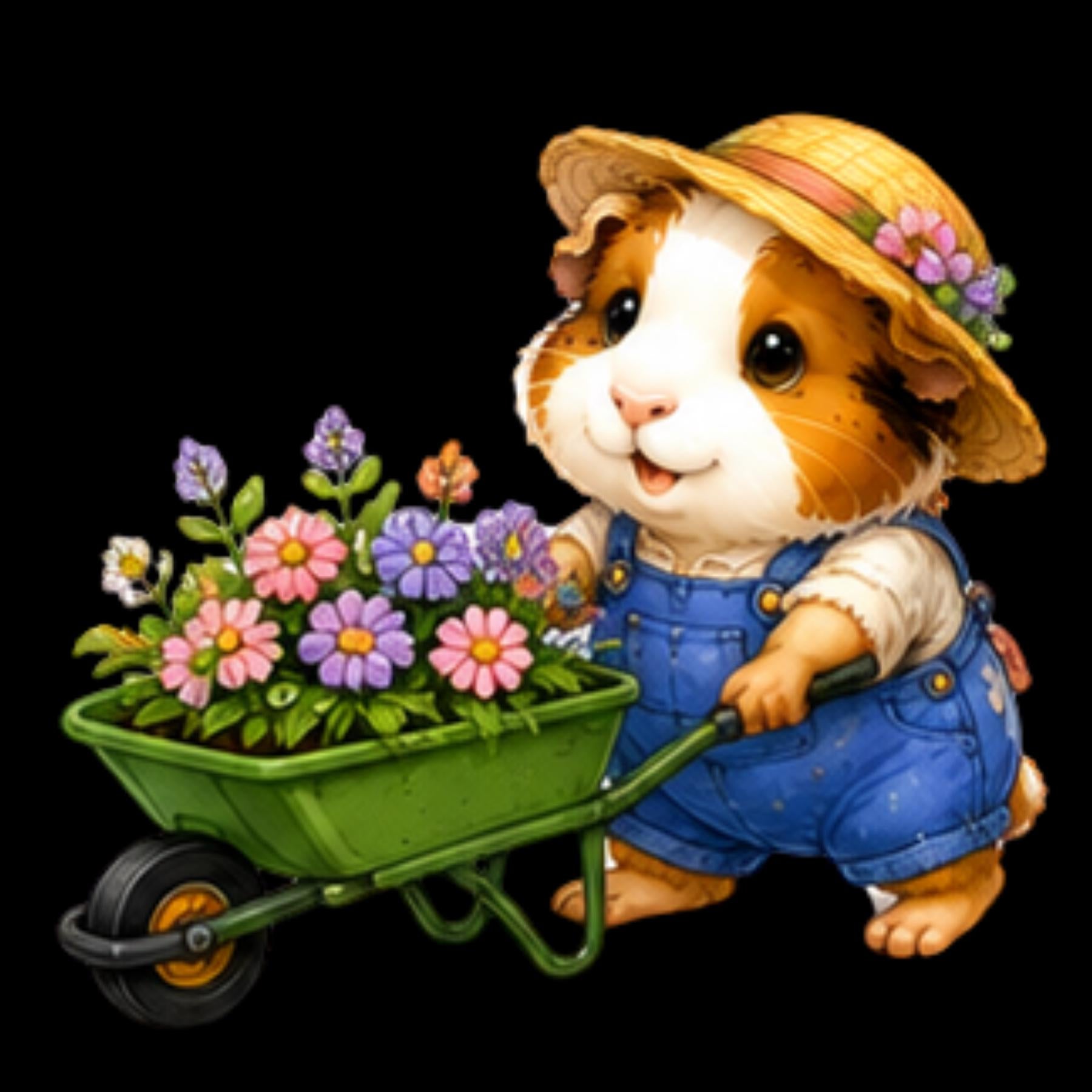 25 Urban Gardening Guinea Pig Clipart, Watercolor Animals PNG (Commercial Use), Excellent Gift!