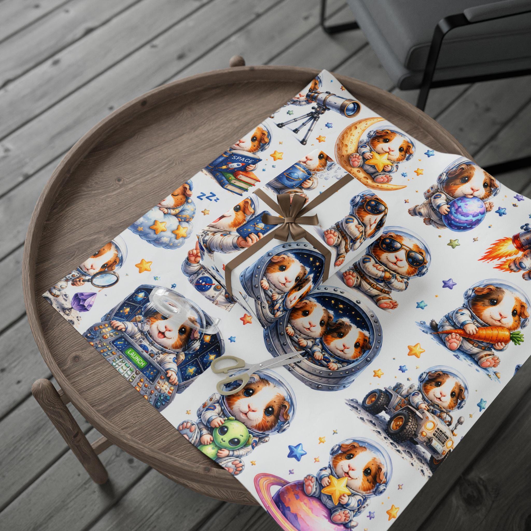 Space Guinea Pig Wrapping Paper | Astronaut Whimsical Gift Wrap, Excellent Gift!