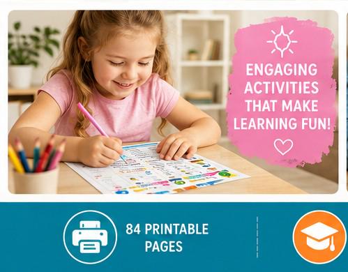 Summer Learning Bundle | 80+ Printable Pages | Kindergarten Activities | Summer Workbook | Homeschool Worksheets | Preschool Learning Pack