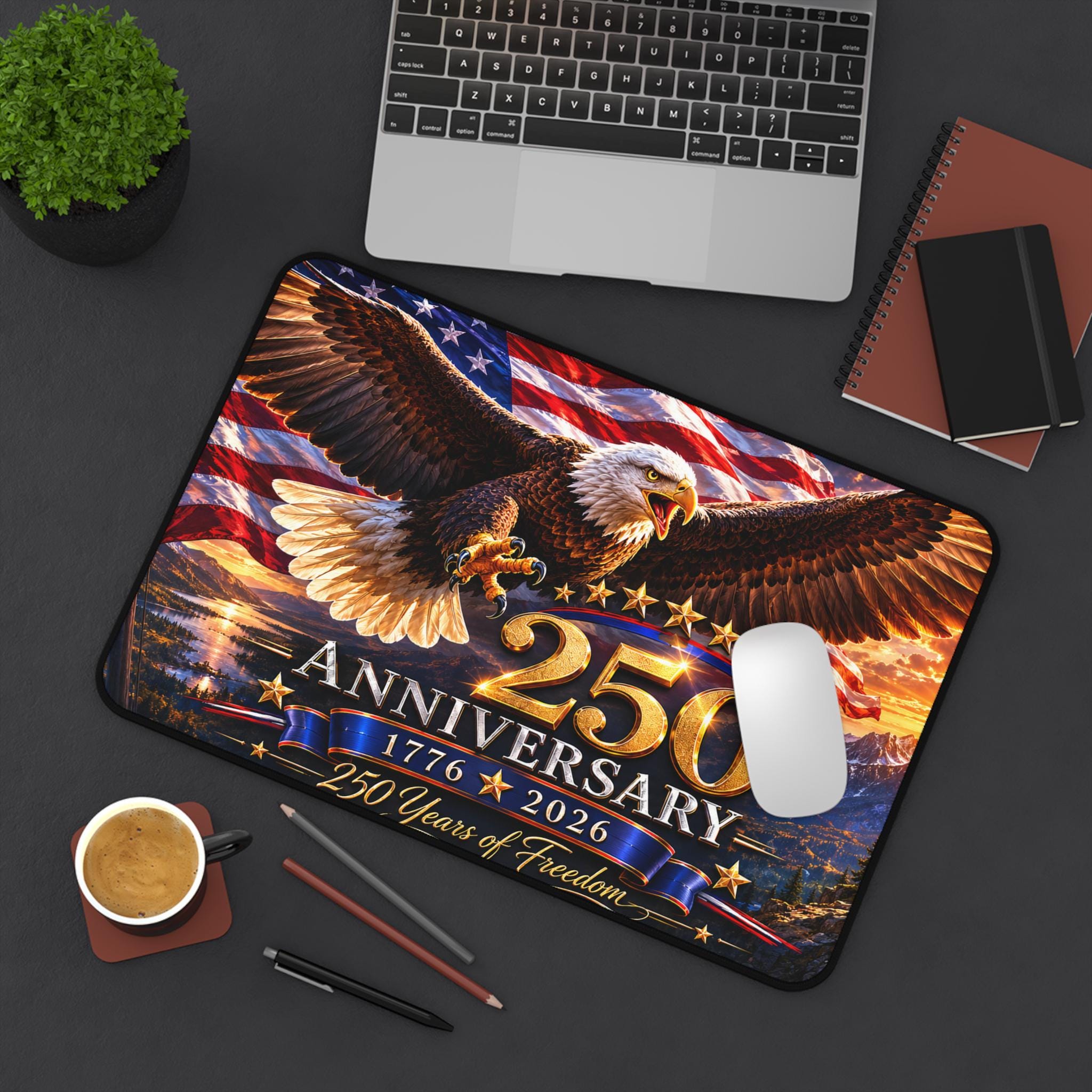 250th Anniversary Bald Eagle 1776-2026 Desk Mat | American Flag Patriotic, Excellent Gift!
