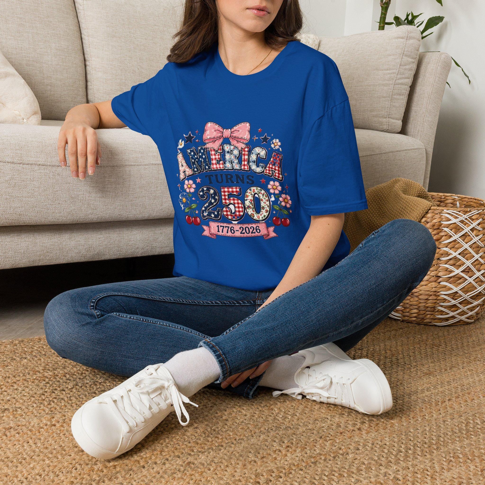 America Turns 250 T-Shirt | Vintage Americana Patriotic Bow Tee, Excellent Gift!