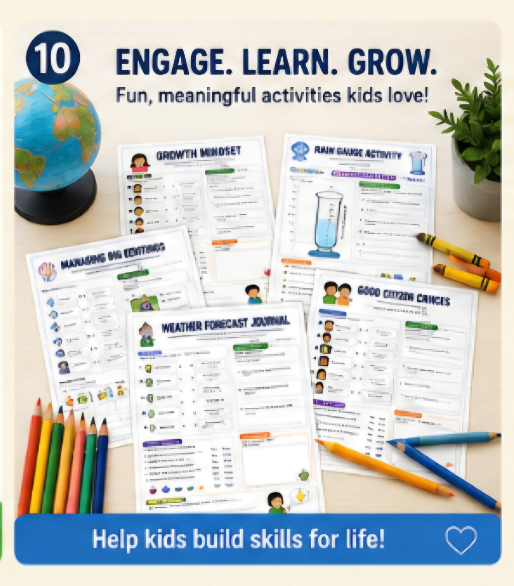 SEL Activities Bundle Printable, Environment and STEM Worksheets, Social Emotional Learning Homeschool PDF