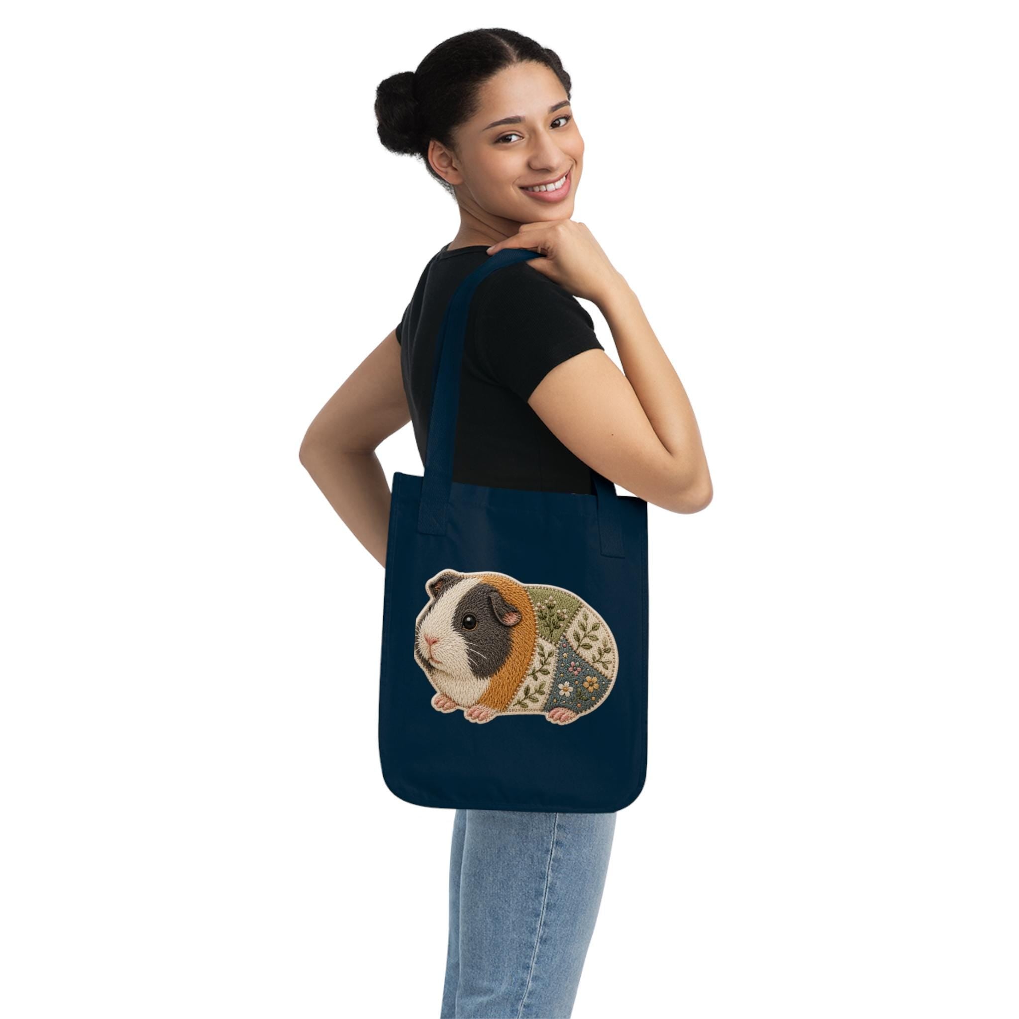 Embroidered Guinea Pig Tote Bag | Organic Cotton Canvas Grocery Bag, Excellent Gift!