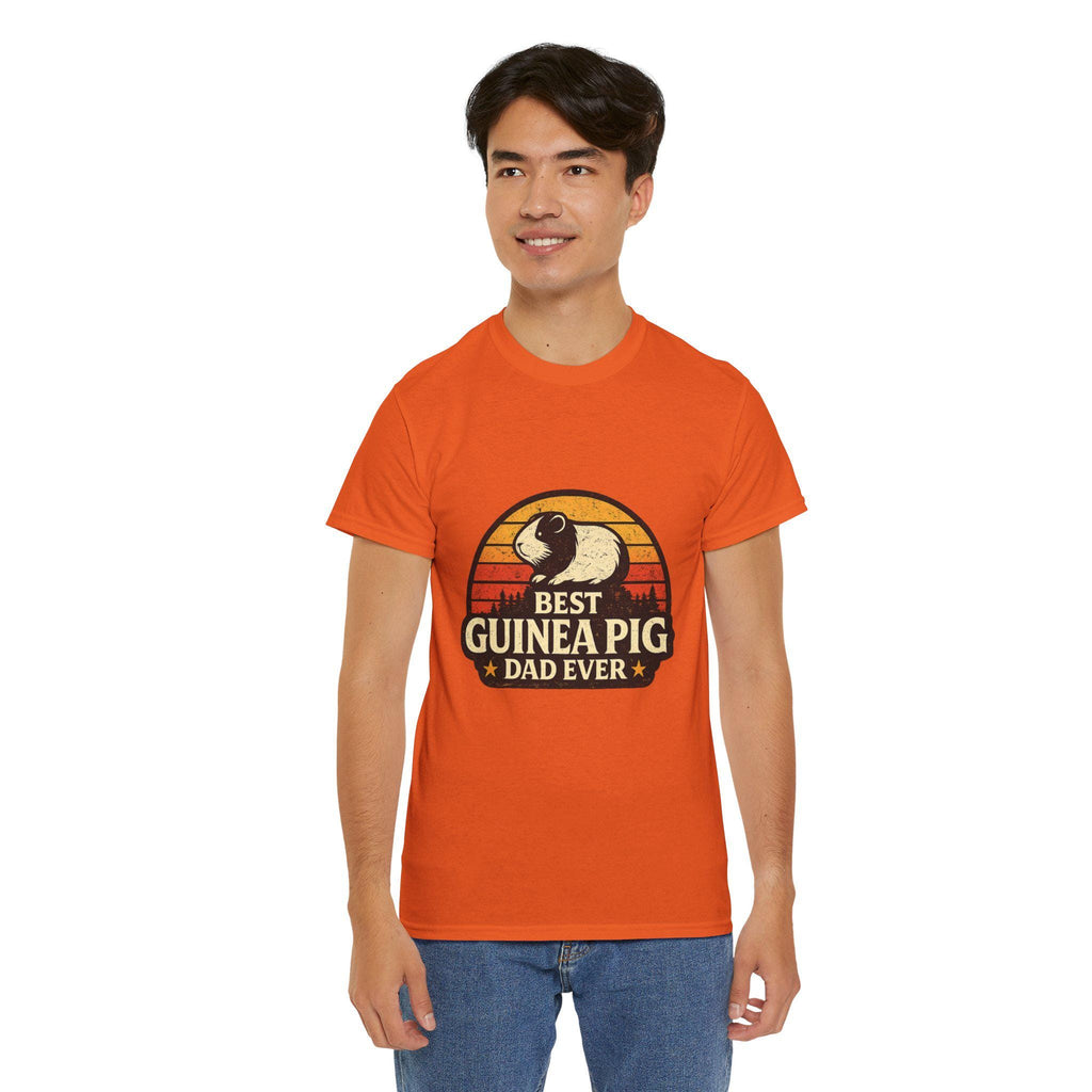 Retro Guinea Pig Dad T-Shirt | Sunset Pet Owner Tee, Excellent Gift!