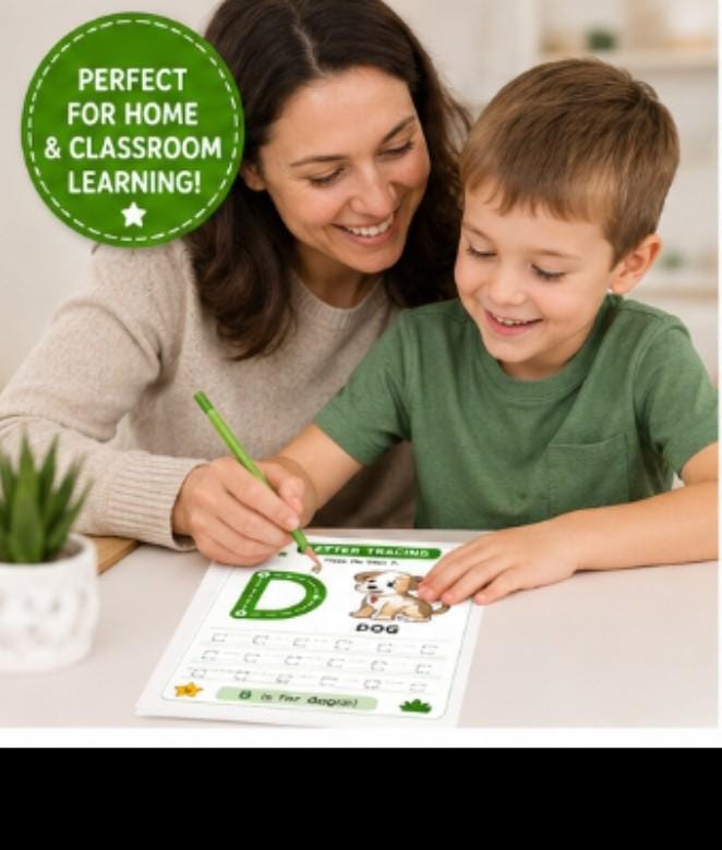 Uppercase Letter Tracing Worksheets Printable, 64 Page Alphabet Handwriting Practice A–Z Preschool Workbook PDF