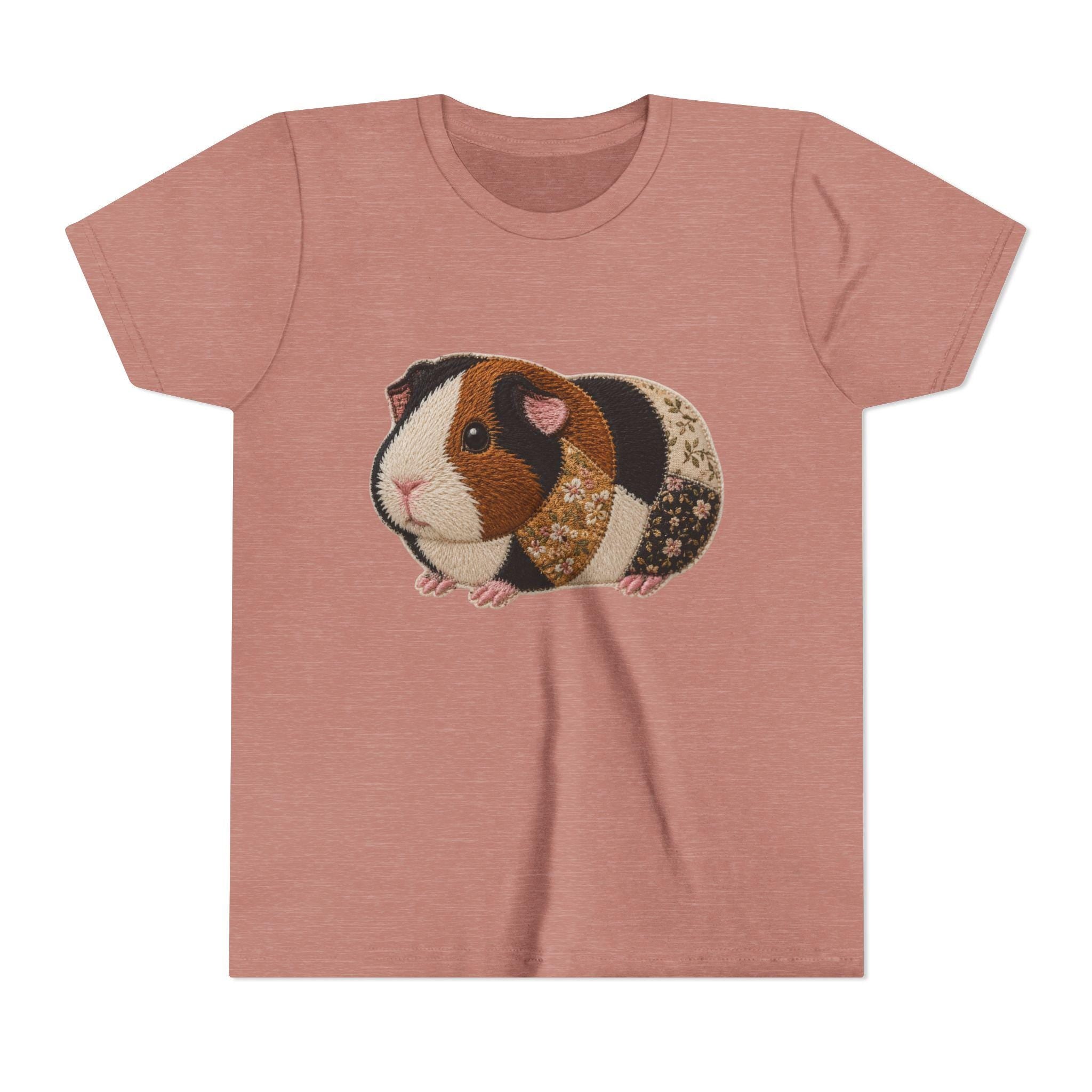 Patchwork Guinea Pig Youth Tee | Embroidered Style Quilted Shirt, Excellent Gift!