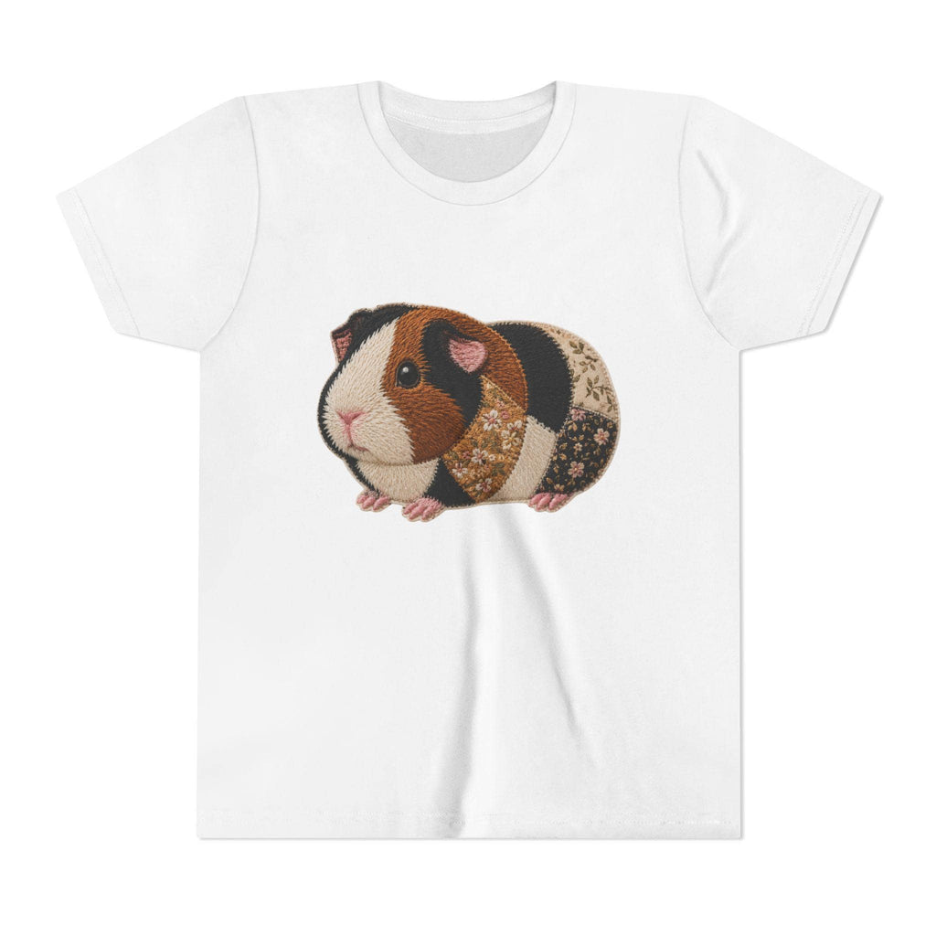 Patchwork Guinea Pig Youth Tee | Embroidered Style Quilted Shirt, Excellent Gift!