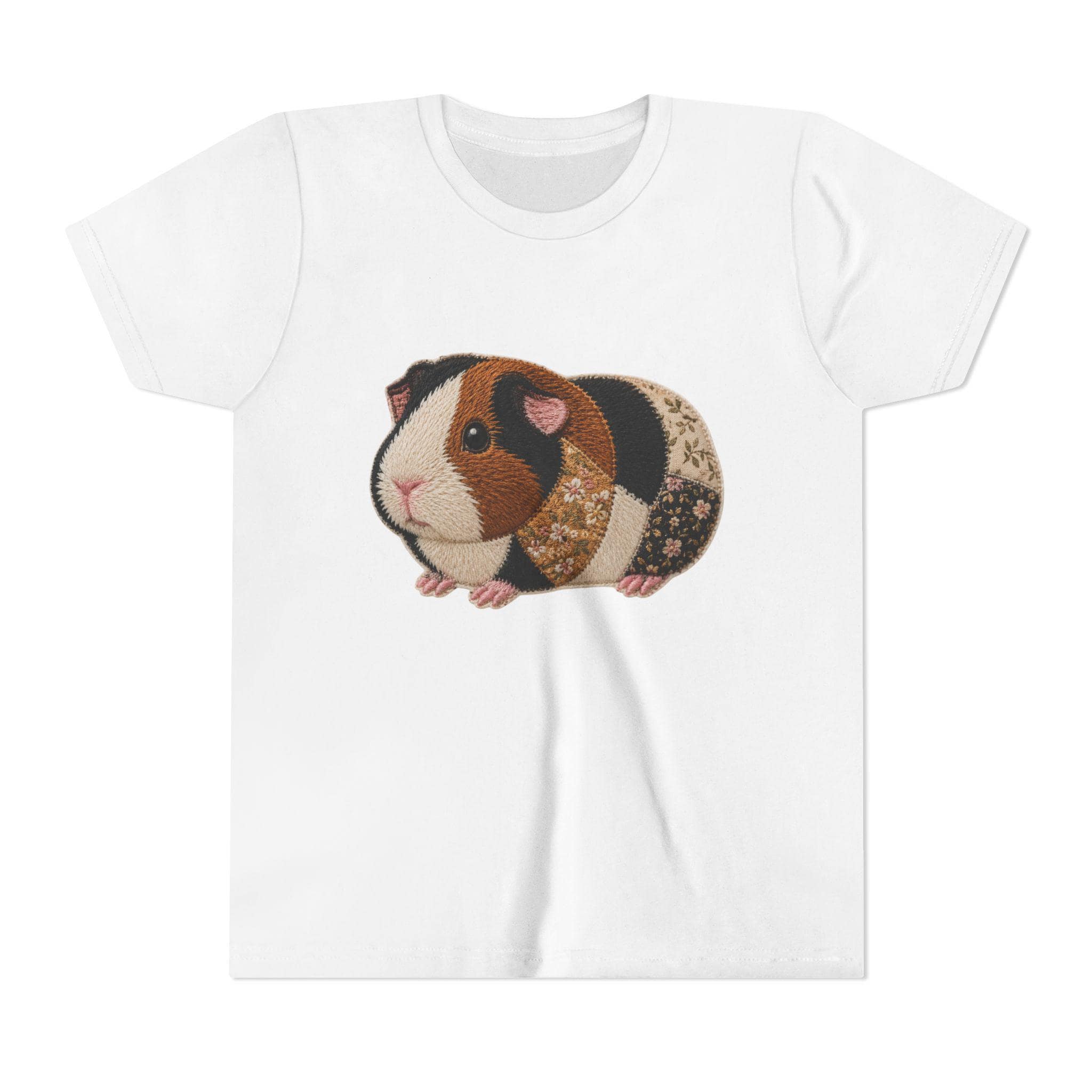 Patchwork Guinea Pig Youth Tee | Embroidered Style Quilted Shirt, Excellent Gift!
