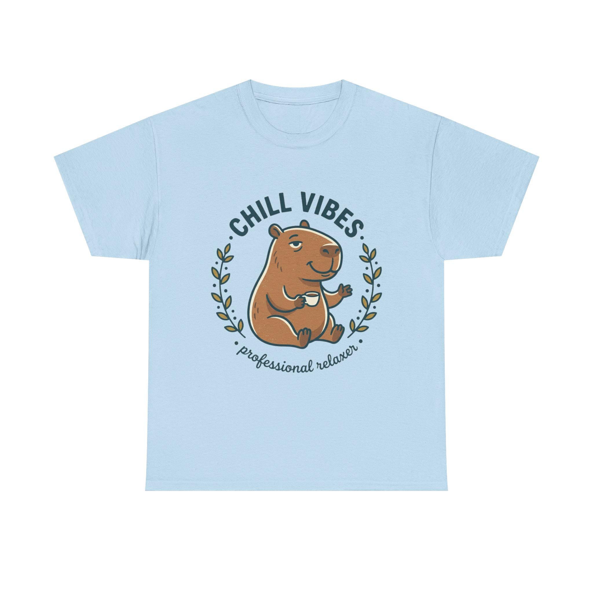 Capybara Chill Vibes Tee | Relaxing Capybara Illustration, Casual Animal Shirt