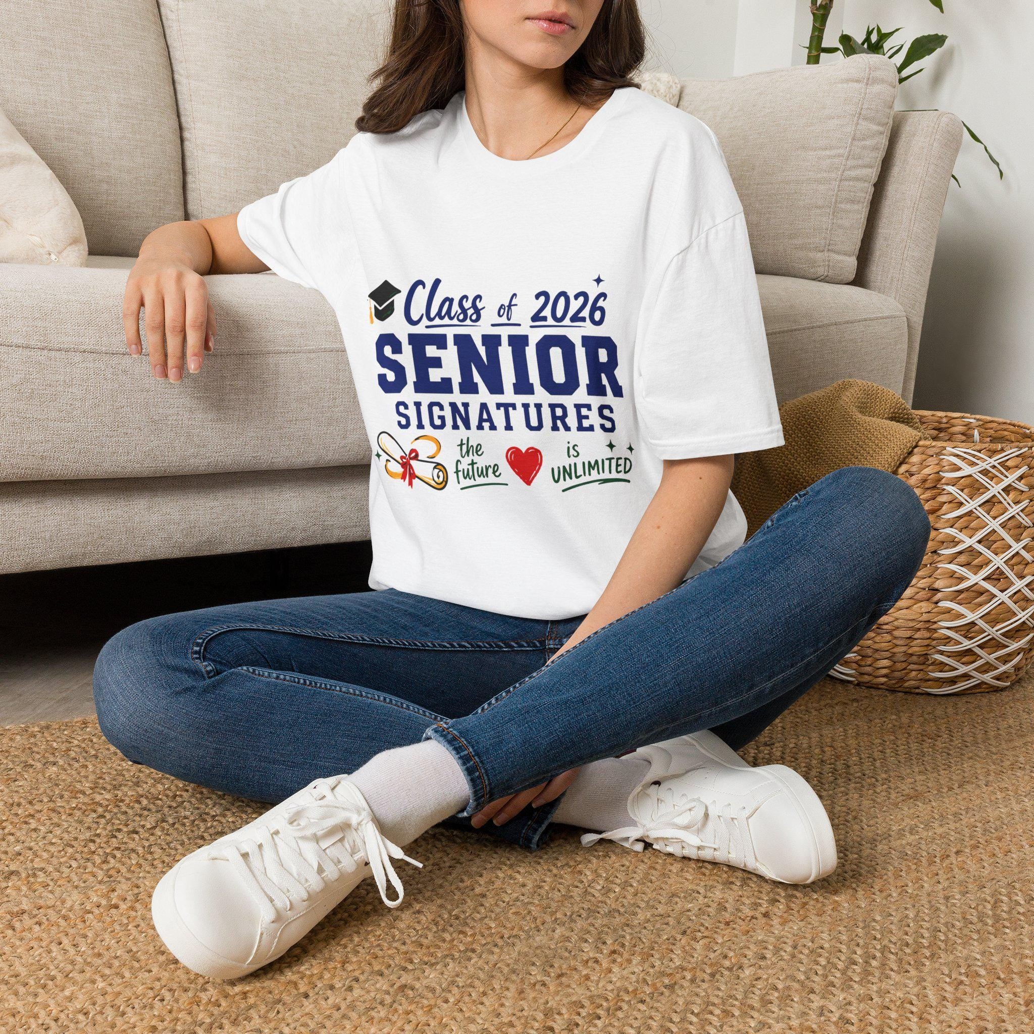 Class of 2026 Senior Signatures T-Shirt | Graduation Cap Design