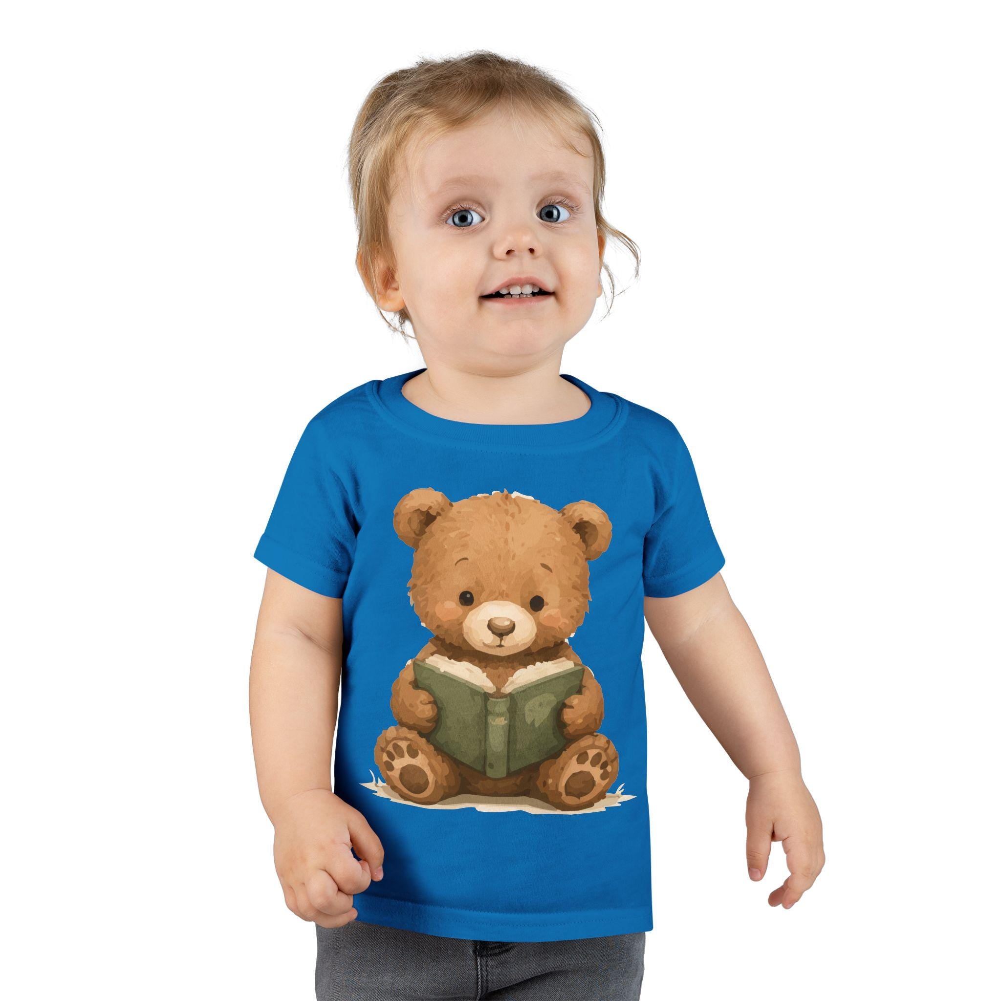 Toddler T-Shirt: Reading Teddy Bear Graphic Tee – Soft Cotton Apparel, Excellent Gift!