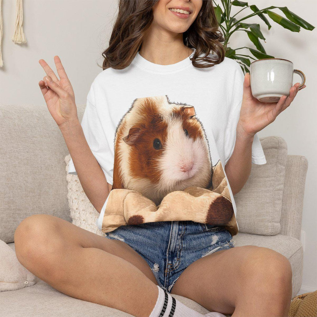 Custom Guinea Pig Memorial Shirt, Personalized Pet Portrait Tee, Upload Photo, Unisex Garment-Dyed T-shirt