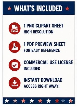 100+ 4th of July PNG Clipart Bundle | Patriotic USA Graphics | American Flag Sublimation Designs | Commercial Use