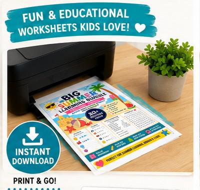 Summer Learning Bundle | 80+ Printable Pages | Kindergarten Activities | Summer Workbook | Homeschool Worksheets | Preschool Learning Pack