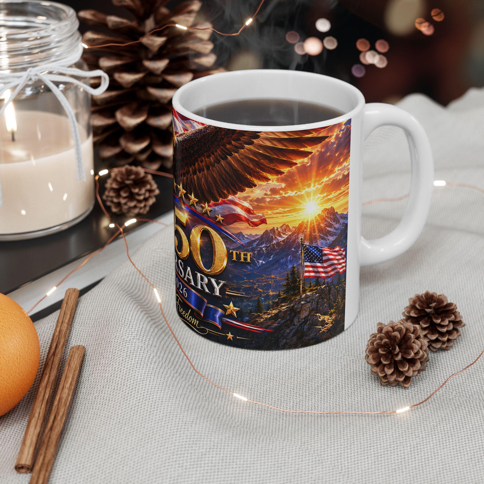 250th Anniversary Eagle Mug | 1776-2026 Patriotic Ceramic Coffee Cup, Excellent Gift!