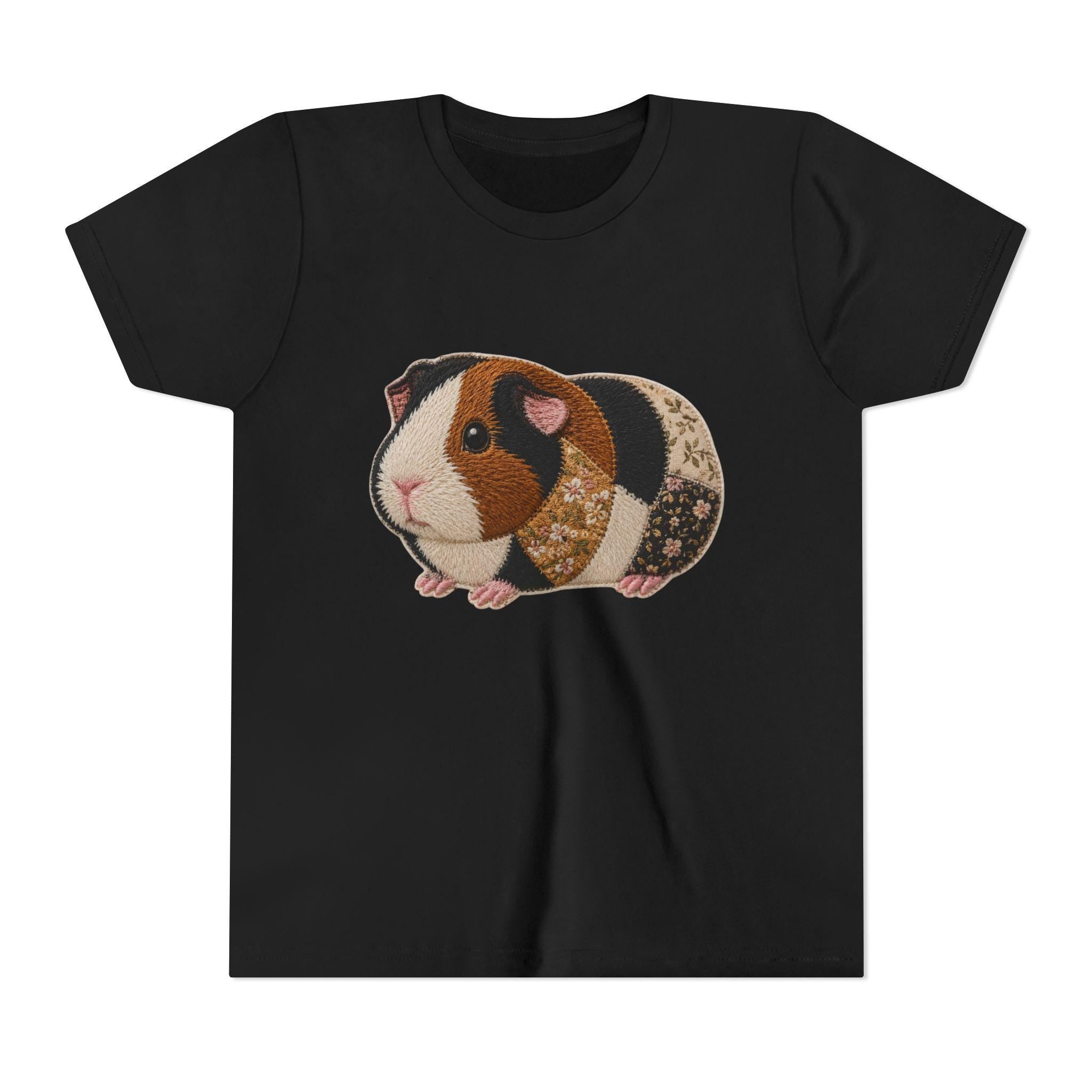Patchwork Guinea Pig Youth Tee | Embroidered Style Quilted Shirt, Excellent Gift!