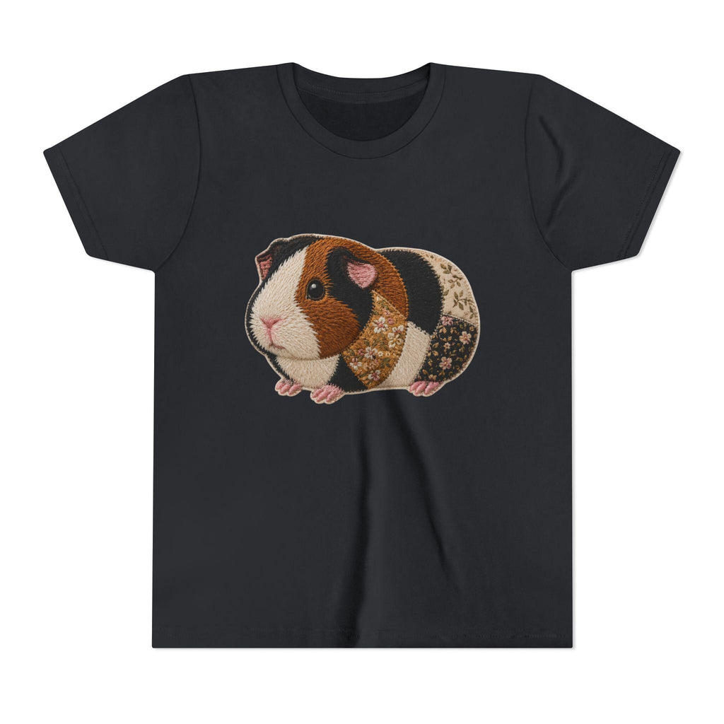 Patchwork Guinea Pig Youth Tee | Embroidered Style Quilted Shirt, Excellent Gift!