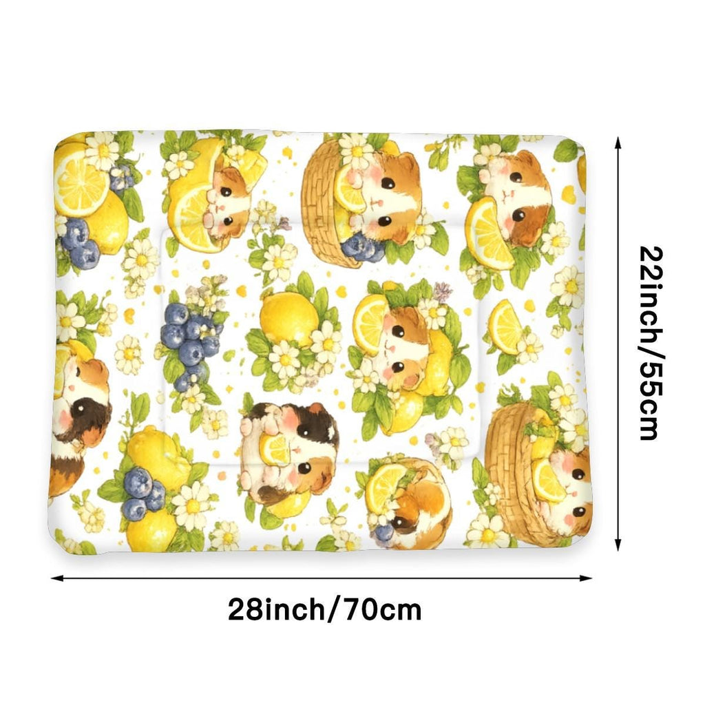 Guinea Pig Lemon Blueberry Flannel Warming Pad, Small Pet Cage Accessory