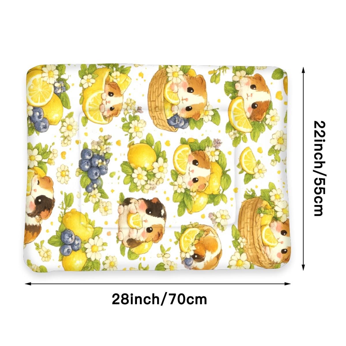Guinea Pig Lemon Blueberry Flannel Warming Pad, Small Pet Cage Accessory